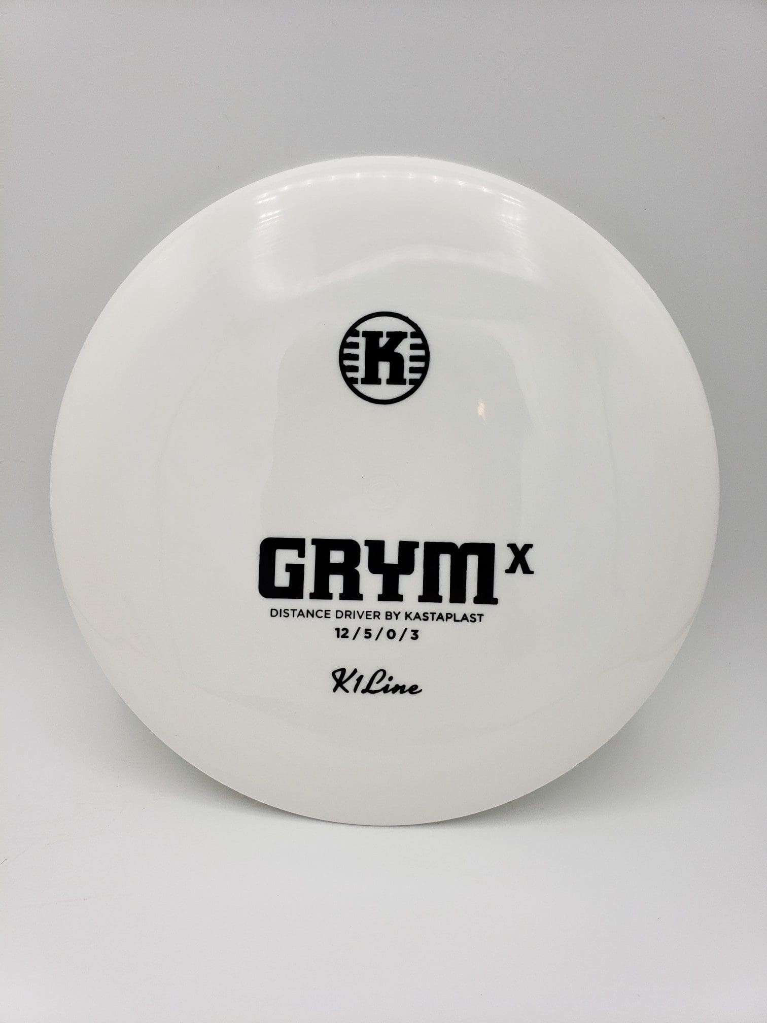 Kastaplast K1 Grym X white disc golf disc front view
