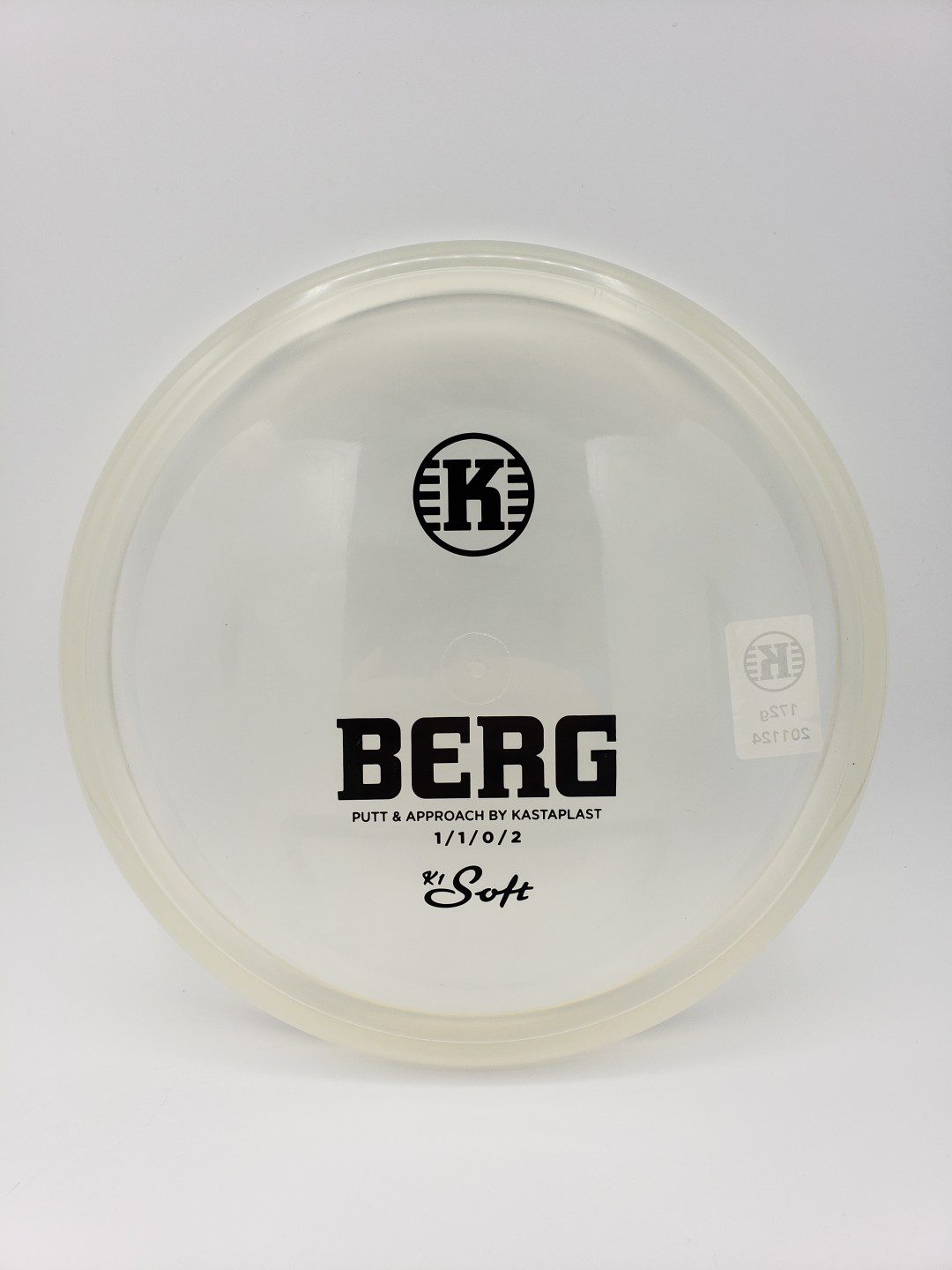 Kastaplast K1 Soft Berg ice clear disc golf disc front view