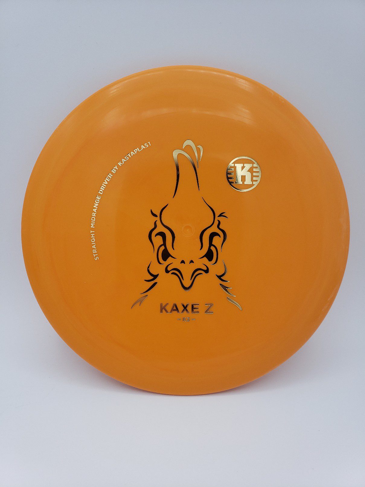 Kastaplast K3 Kaxe Z orange disc golf disc front view