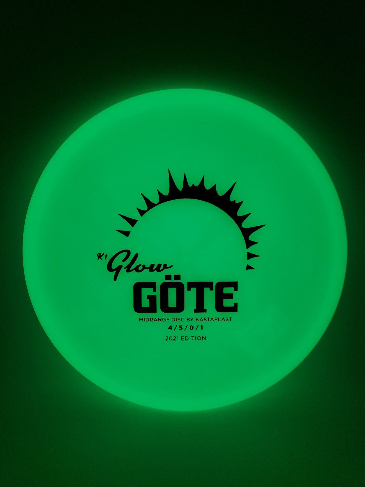 Kastaplast K1 Glow Gte 2021 disc golf disc front view