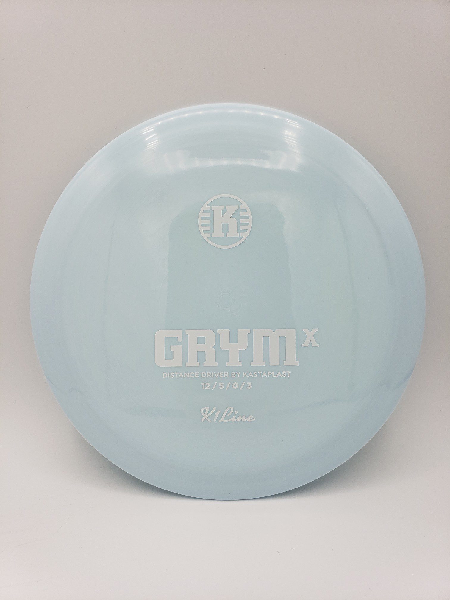 Kastaplast K1 Grym X baby blue disc golf disc front view