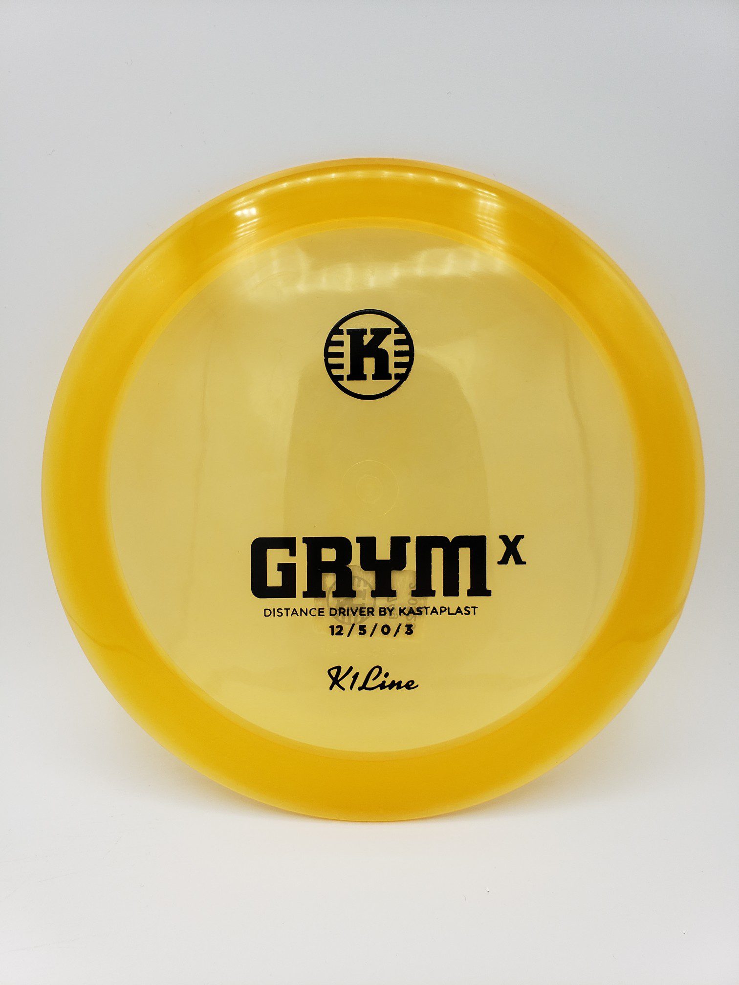 Kastaplast K1 Grym X butterscotch disc golf disc front view