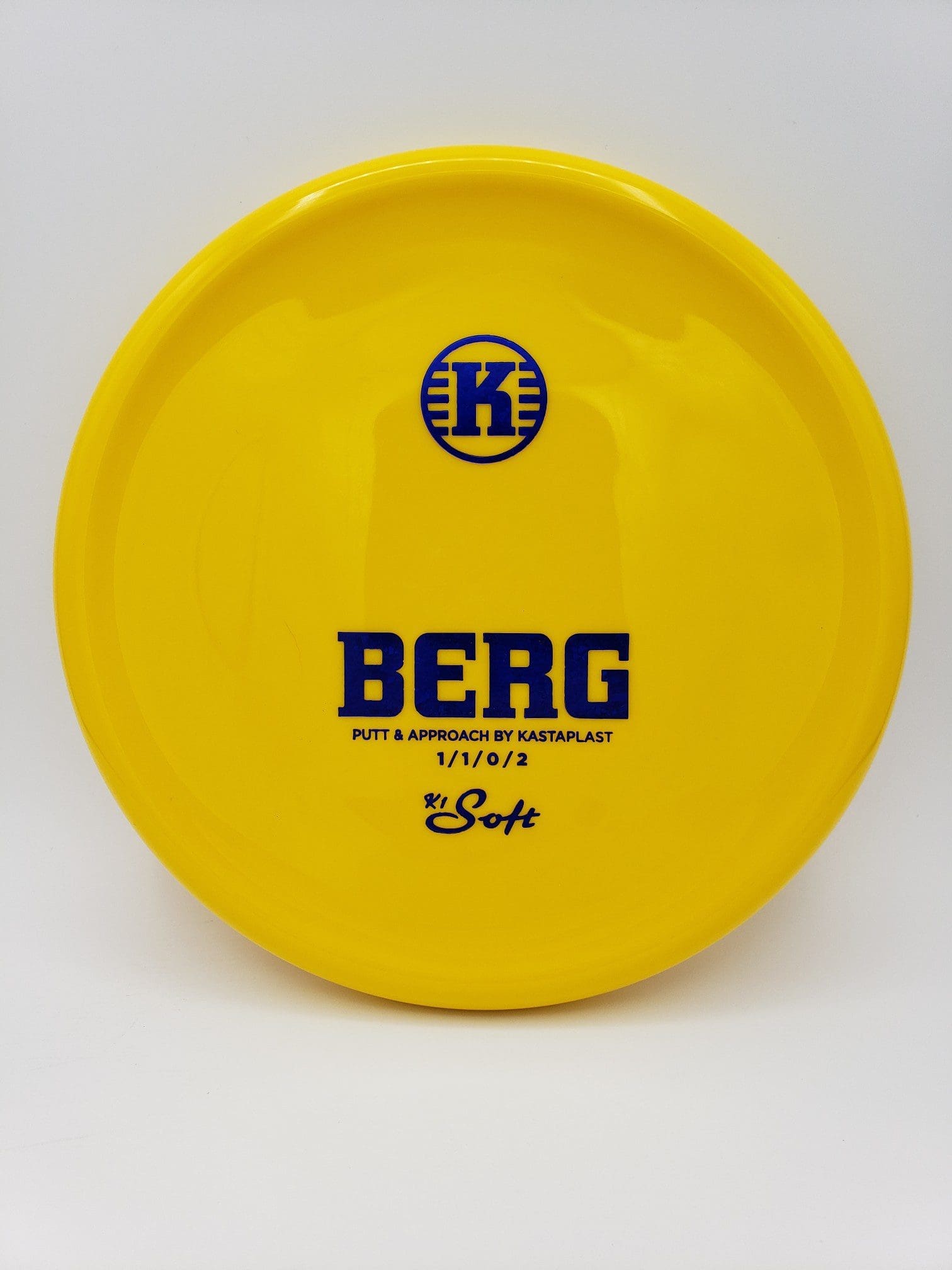 Kastaplast K1 Soft Berg yellow disc golf disc front view