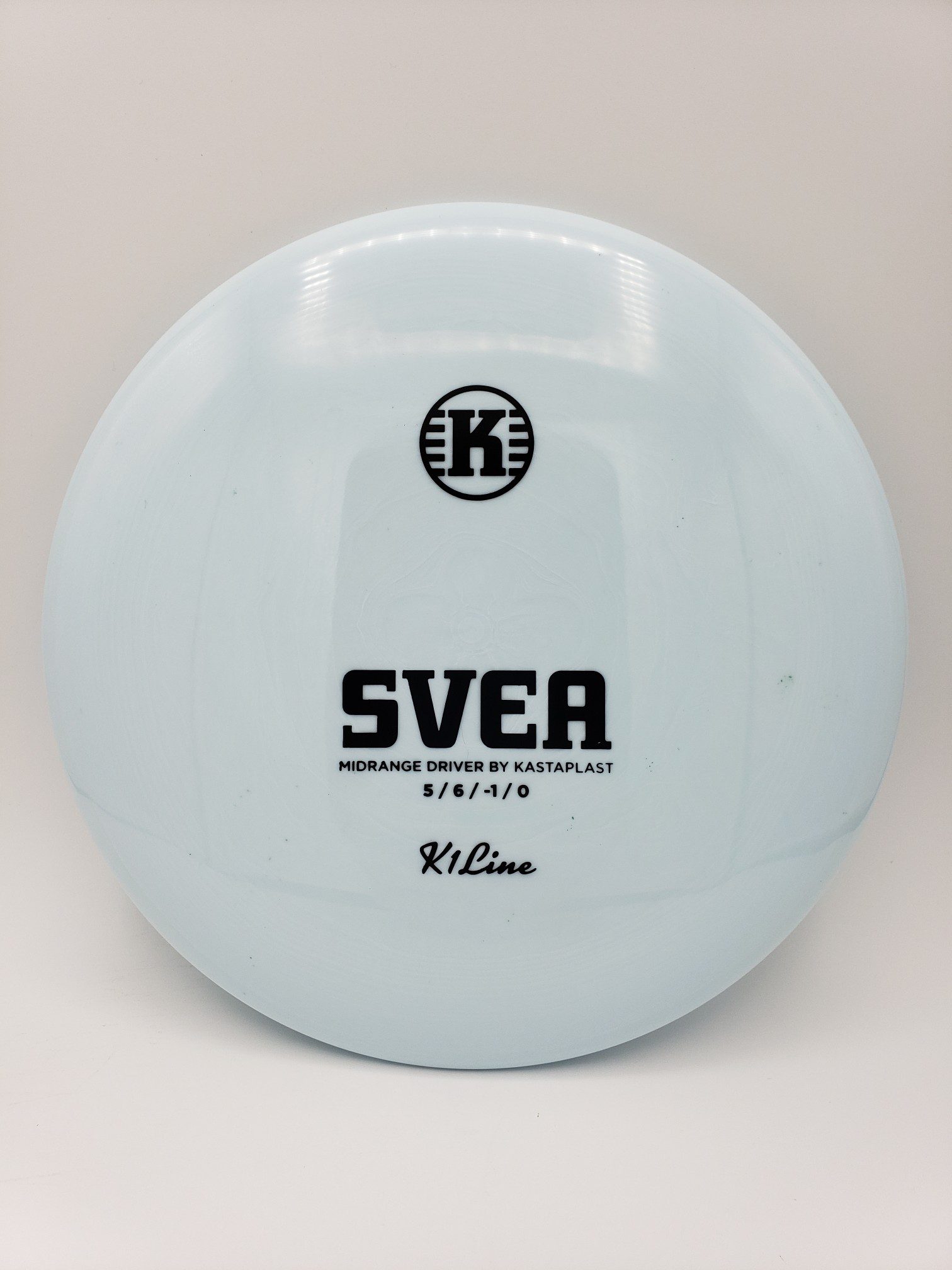 Kastaplast K1 Svea baby blue disc golf disc front view