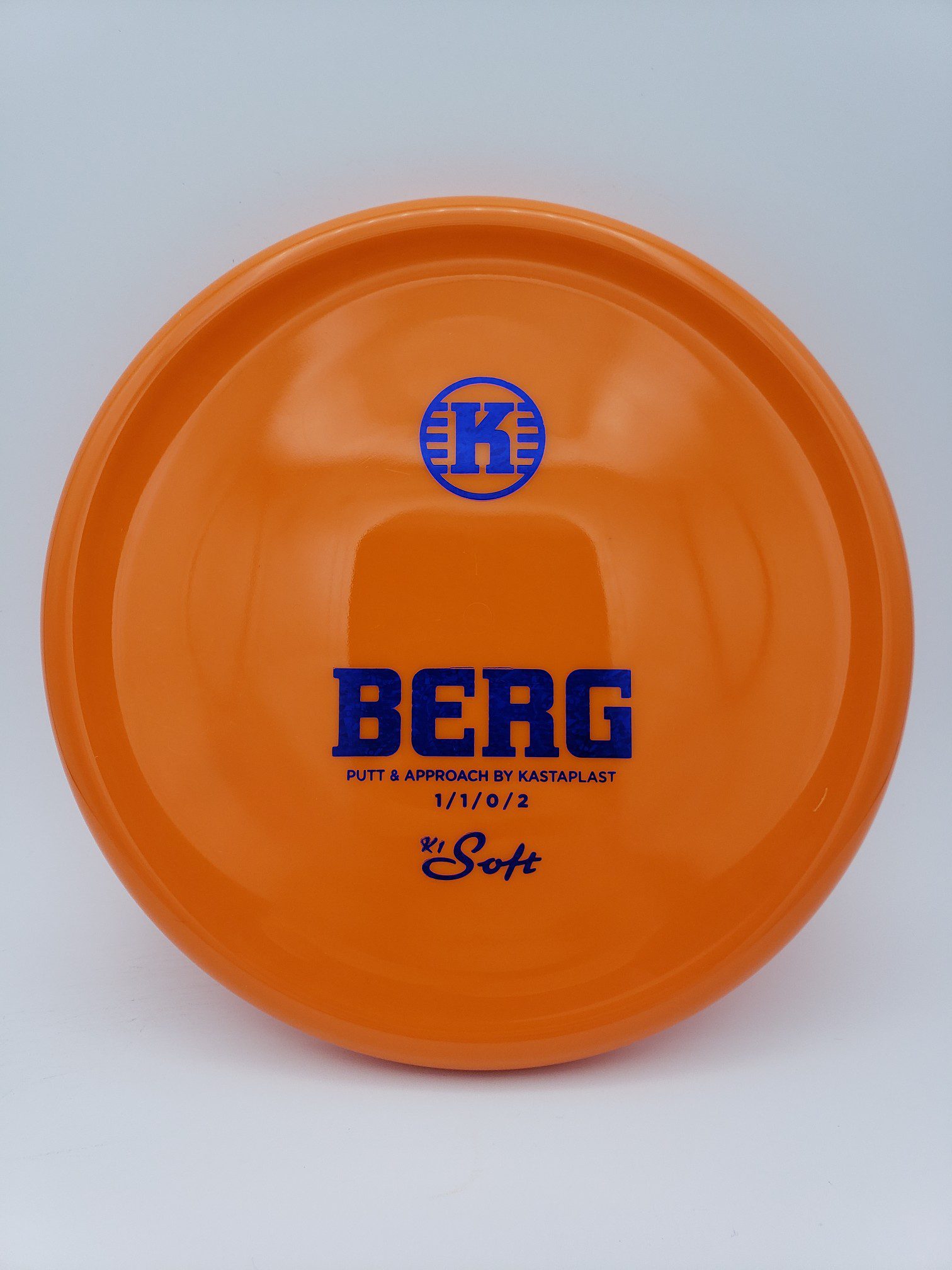 Kastaplast K1 Soft Berg opaque orange disc golf disc front view