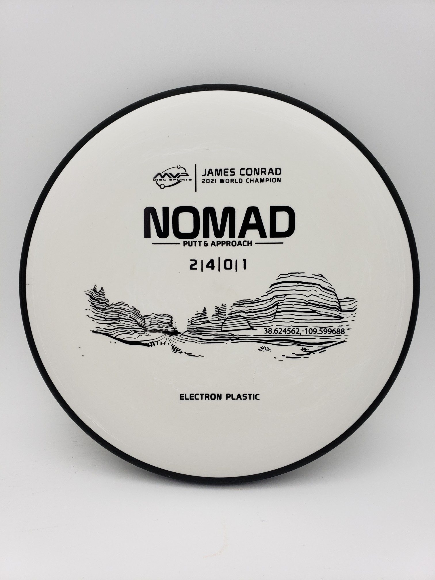 MVP James Conrad Signature Nomad Electron disc golf disc front view