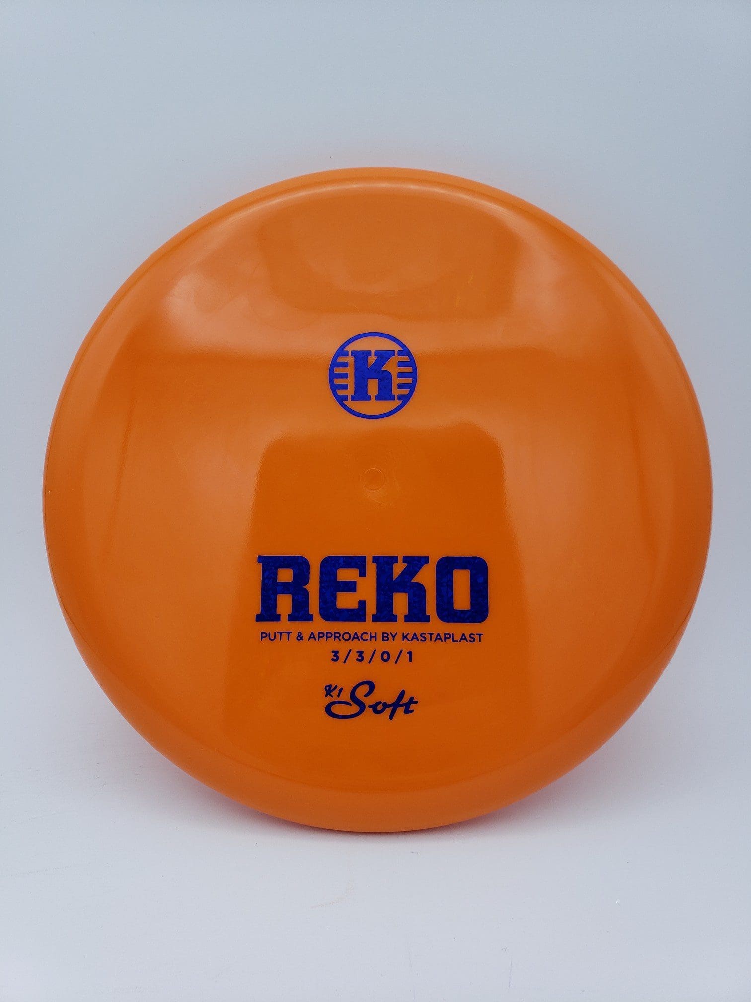 Kastaplast K1 Soft Reko orange disc golf disc front view