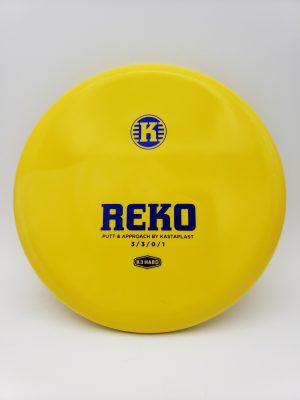 Kastaplast K3 Hard Reko yellow disc golf disc front view