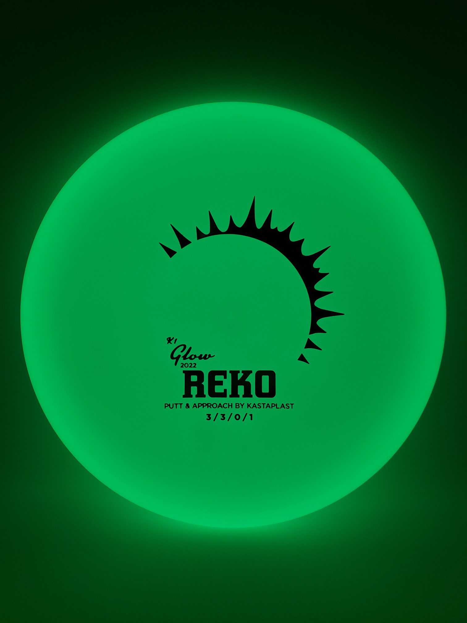 Kastaplast K1 Glow Reko 2022 disc golf disc front view