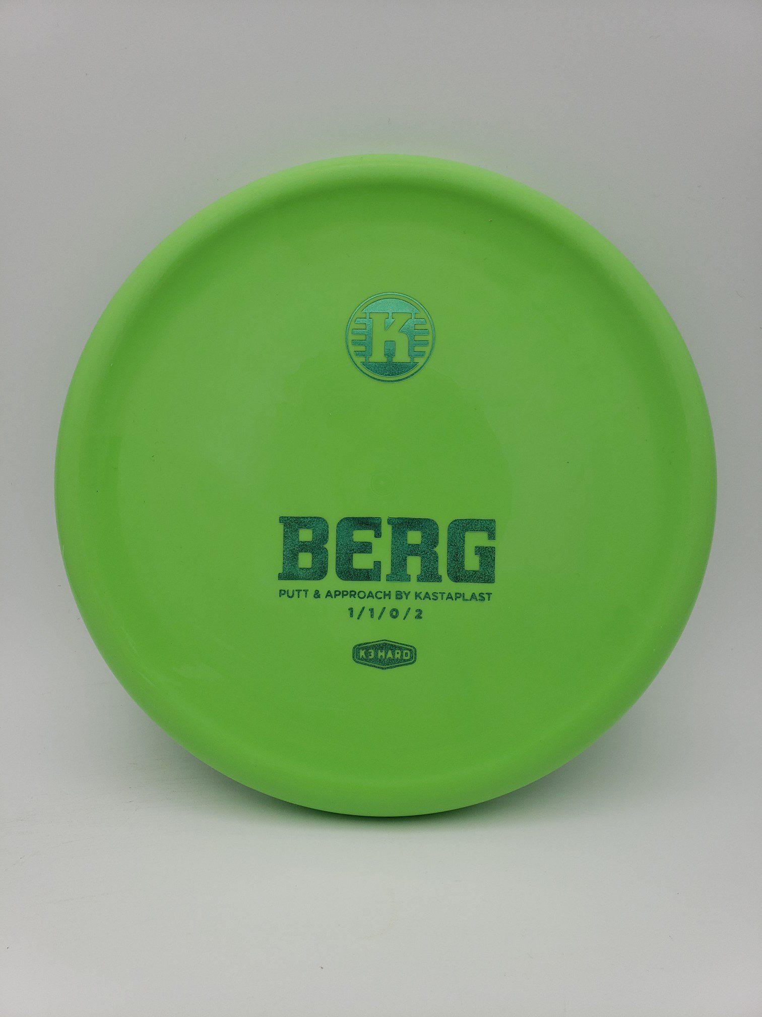 Kastaplast K3 Hard Berg lime green disc golf disc front view