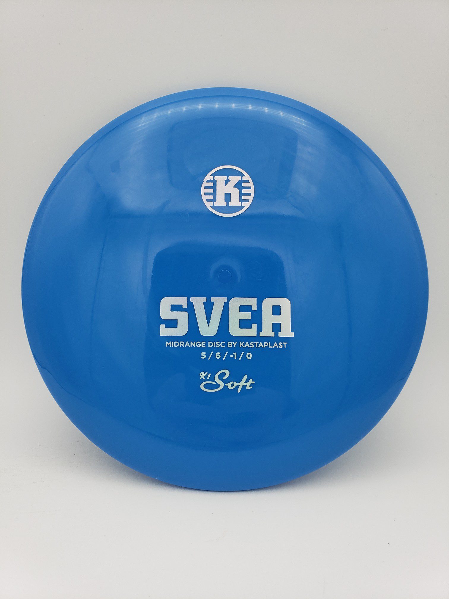 Kastaplast K1 Soft Svea blue disc golf disc front view