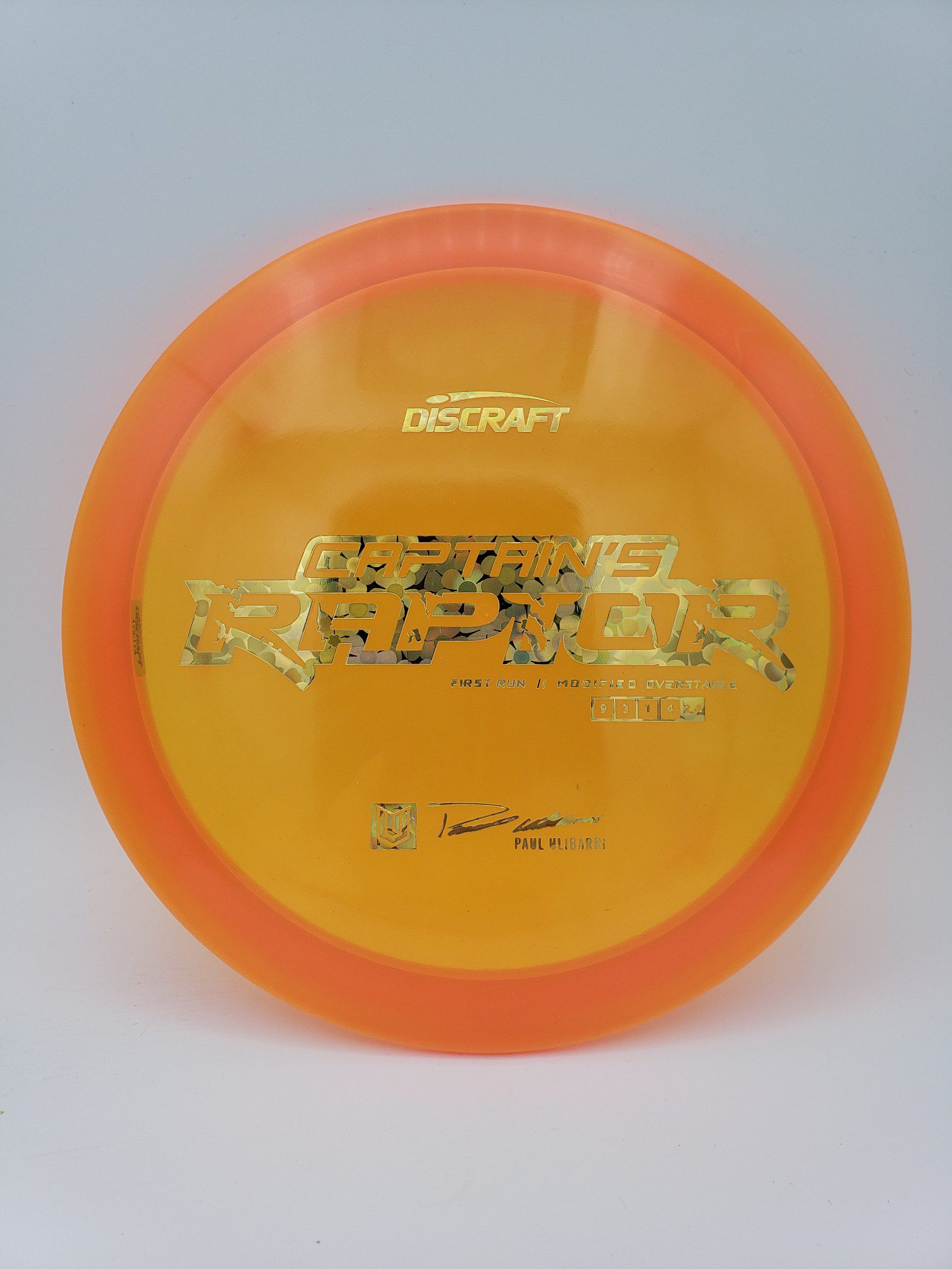 Discraft 2021 First Run Captain's Raptor batch 3 disc golf disc front view