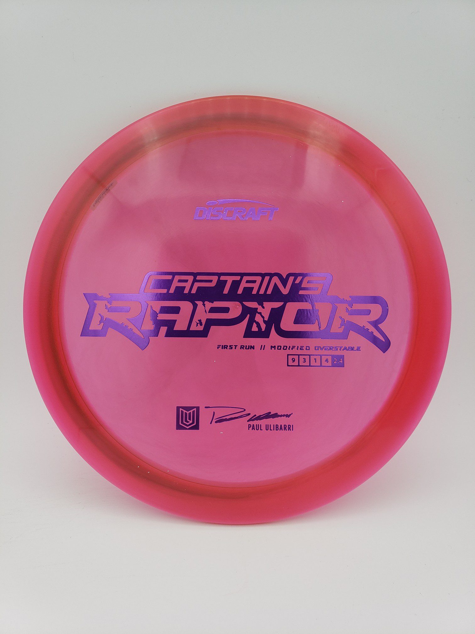 Discraft 2021 First Run Captain's Raptor batch 4 disc golf disc front view