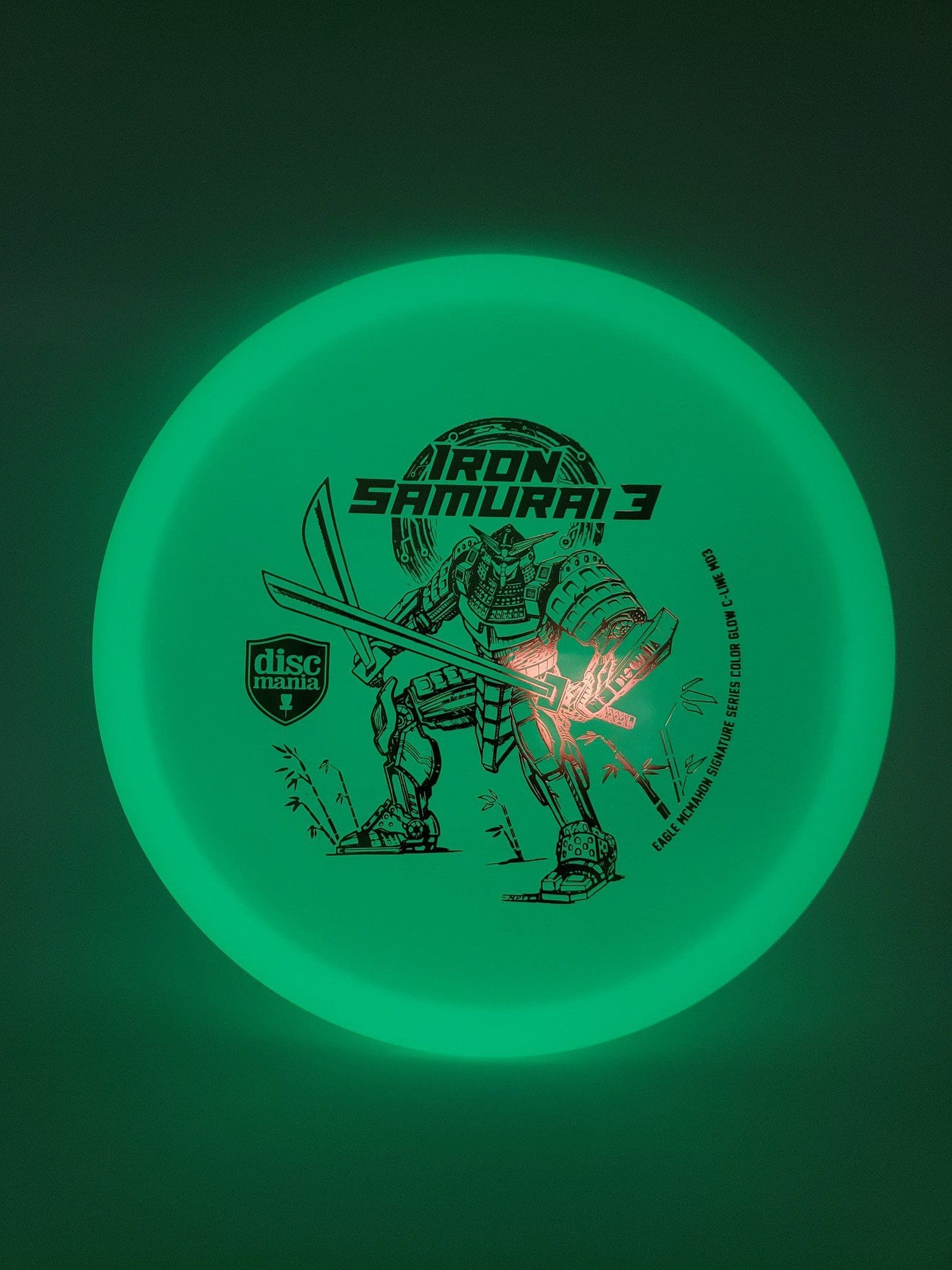 Discmania Iron Samurai 3 - Eagle McMahon Signature Series Color Glow C-line MD3 disc golf disc top view