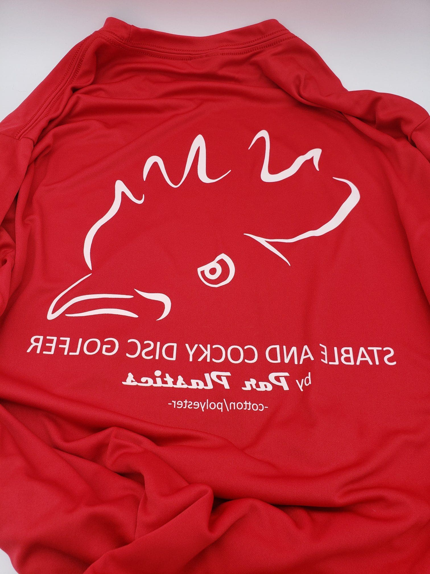 Stable and Cocky performance long sleeves K3 Kaxe art by Par Plastics disc golf disc back view