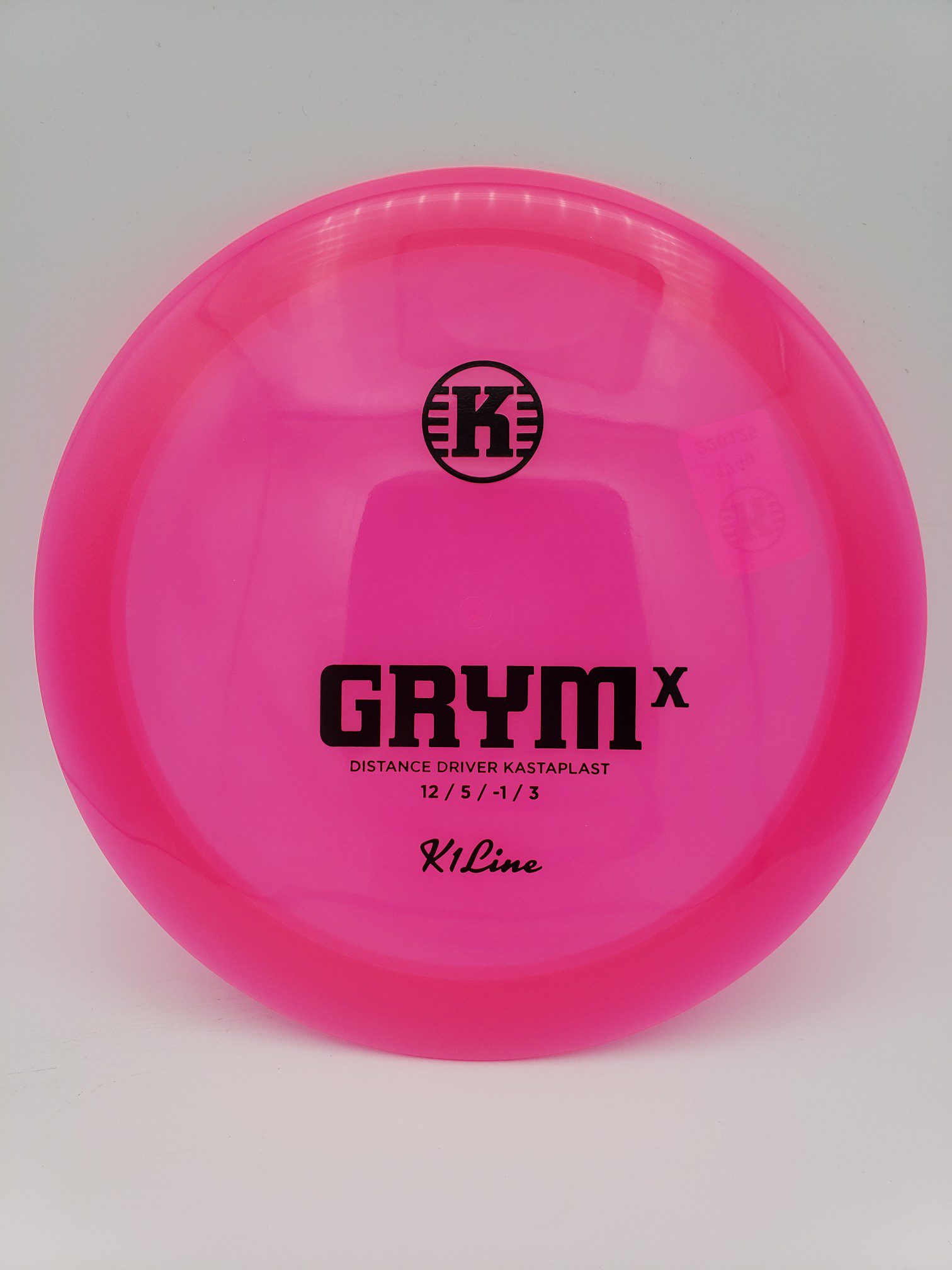 Kastaplast K1 Grym X hot pink disc golf disc front view