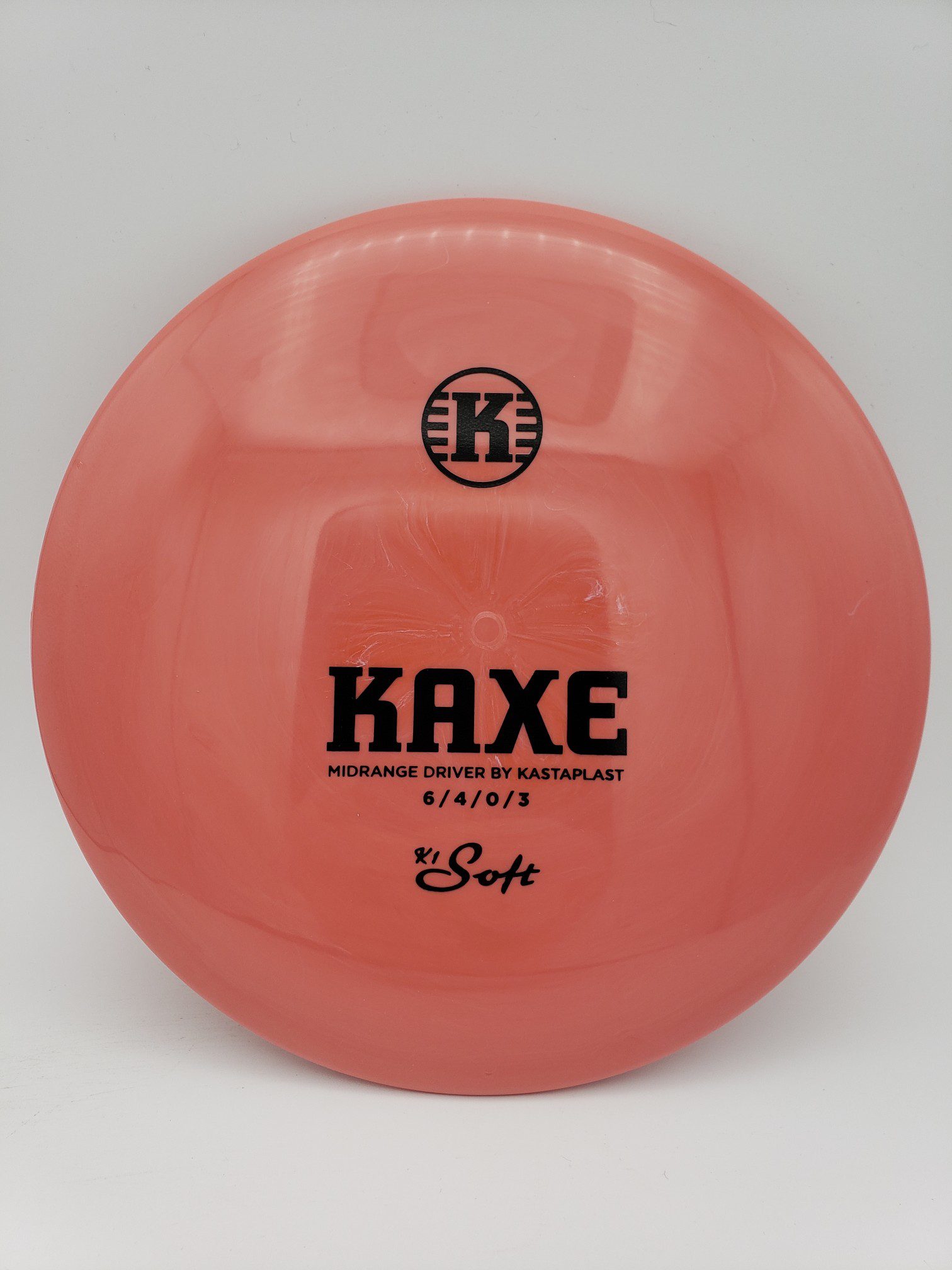 Kastaplast K1 Soft Kaxe swirly pink disc golf disc front view