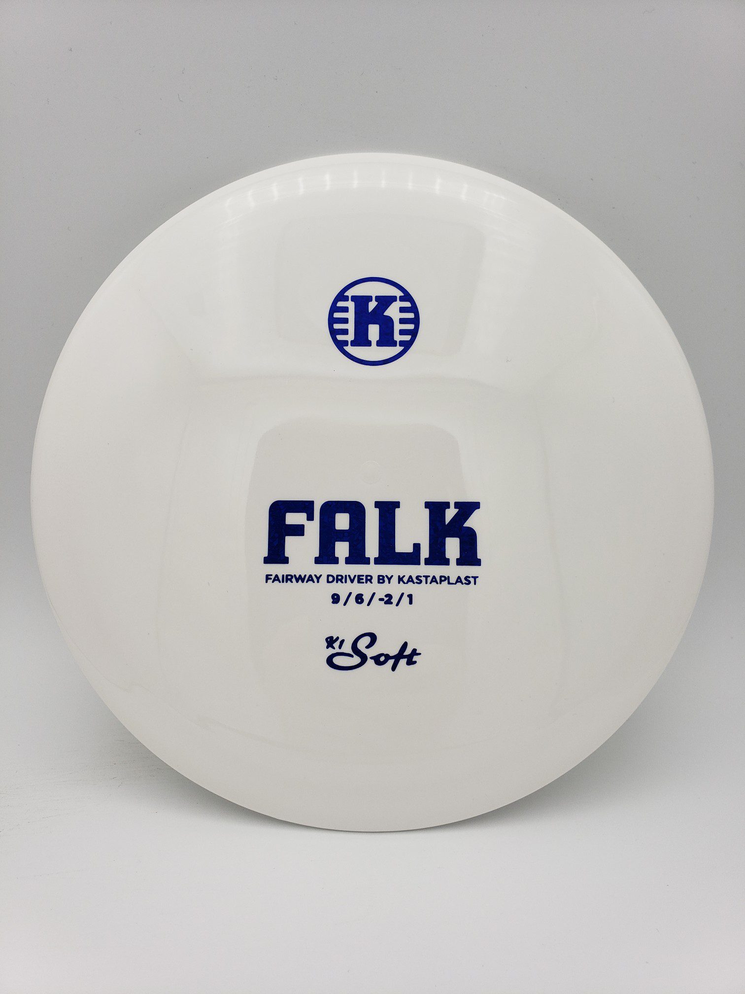 Kastaplast K1 Soft Falk white disc golf disc front view