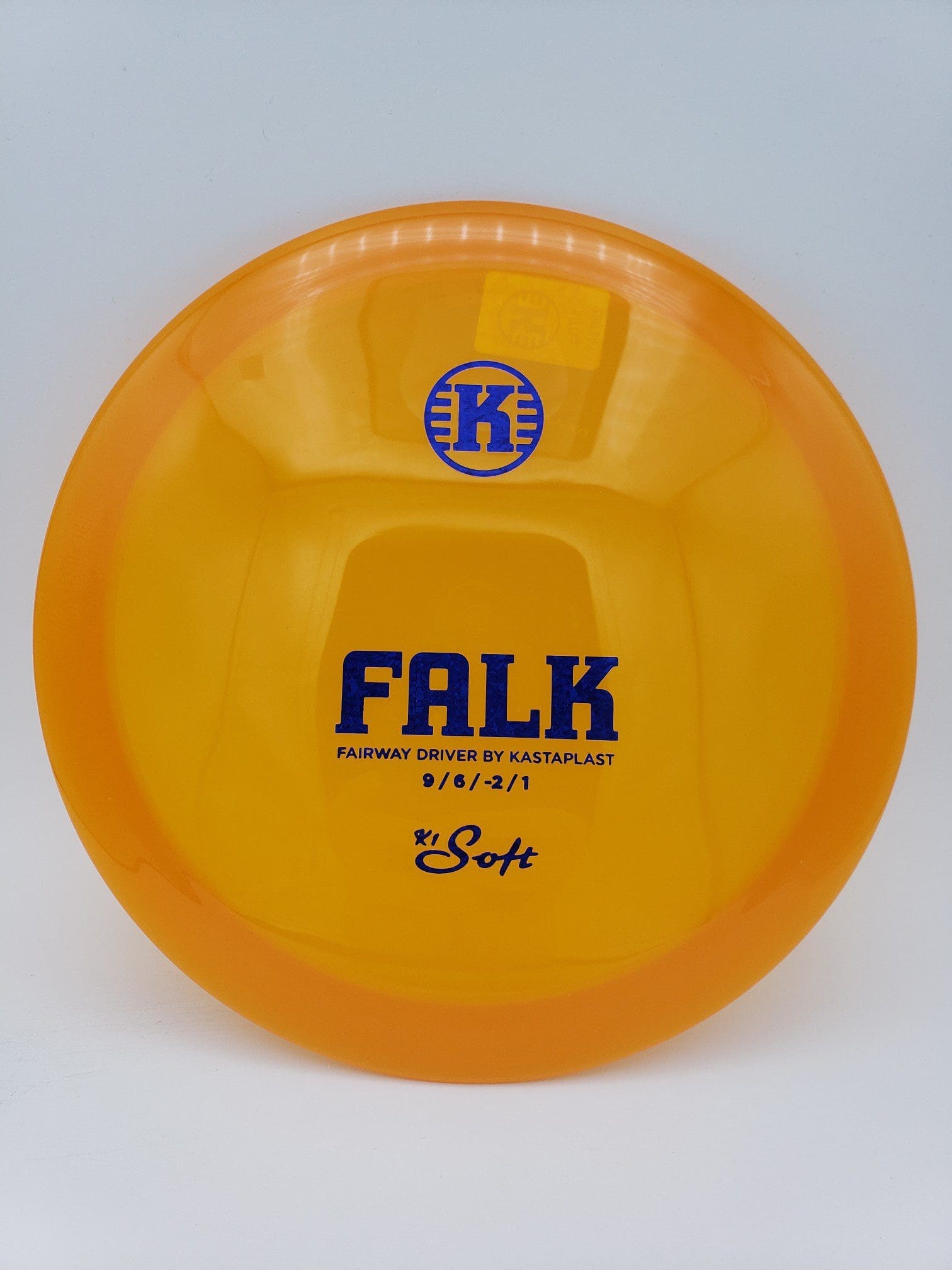 Kastaplast K1 Soft Falk translucent orange disc golf disc front view