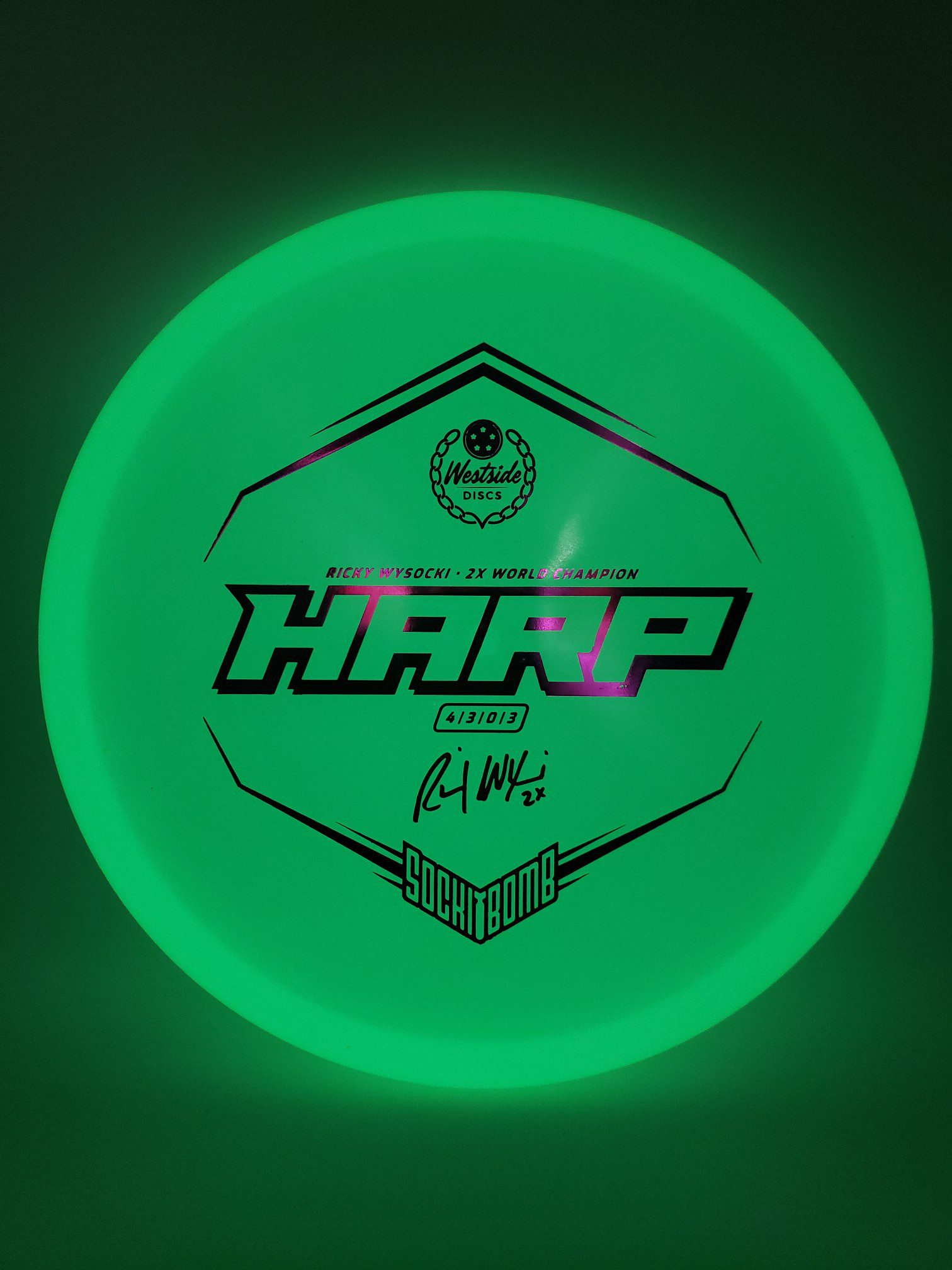 Westside Discs Ricky Wysocki Moonshine Harp disc golf disc front view