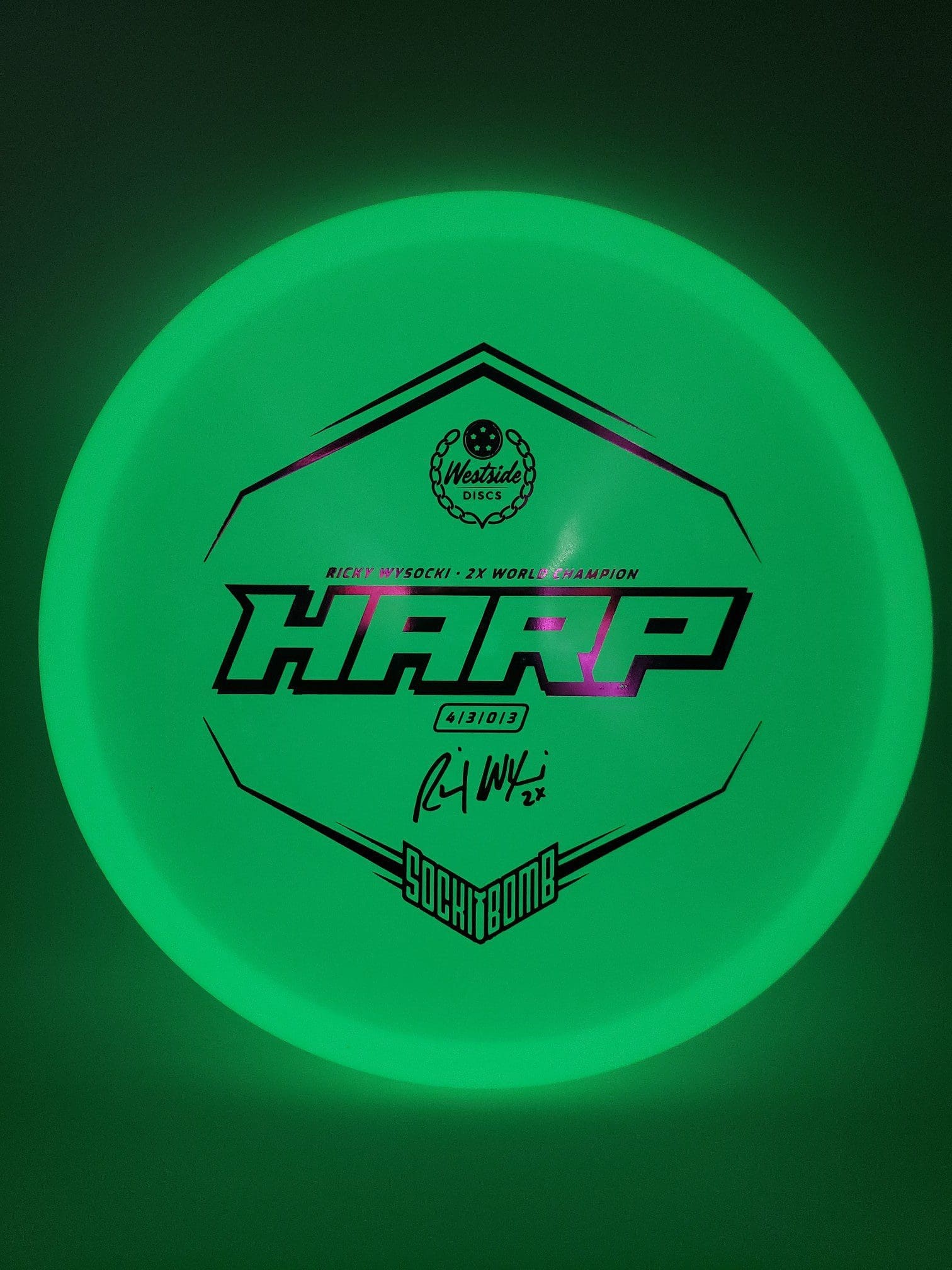 Westside Discs Ricky Wysocki Moonshine Harp disc golf disc front view