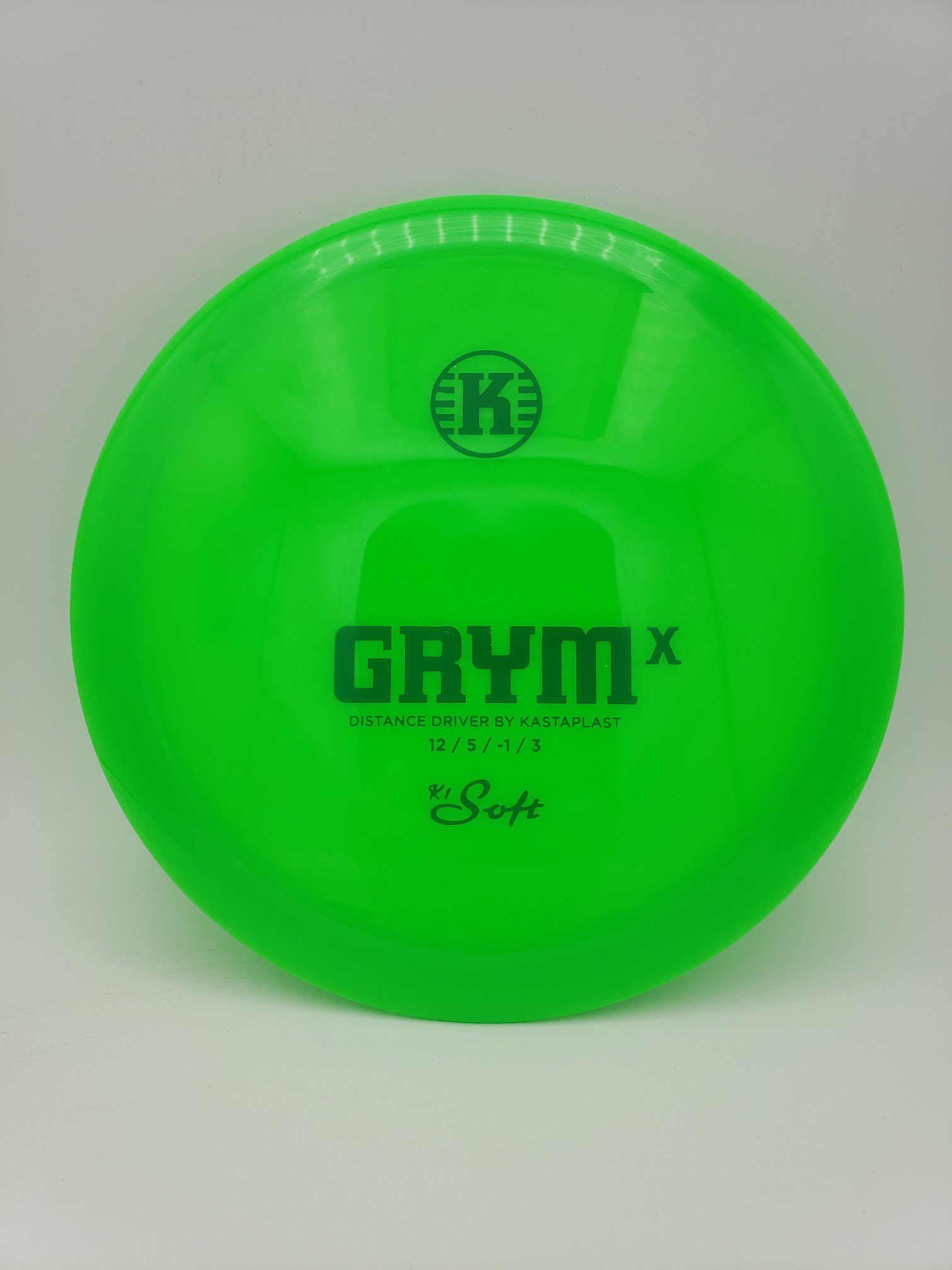 Kastaplast K1 Soft Grym X poison green disc golf disc front view