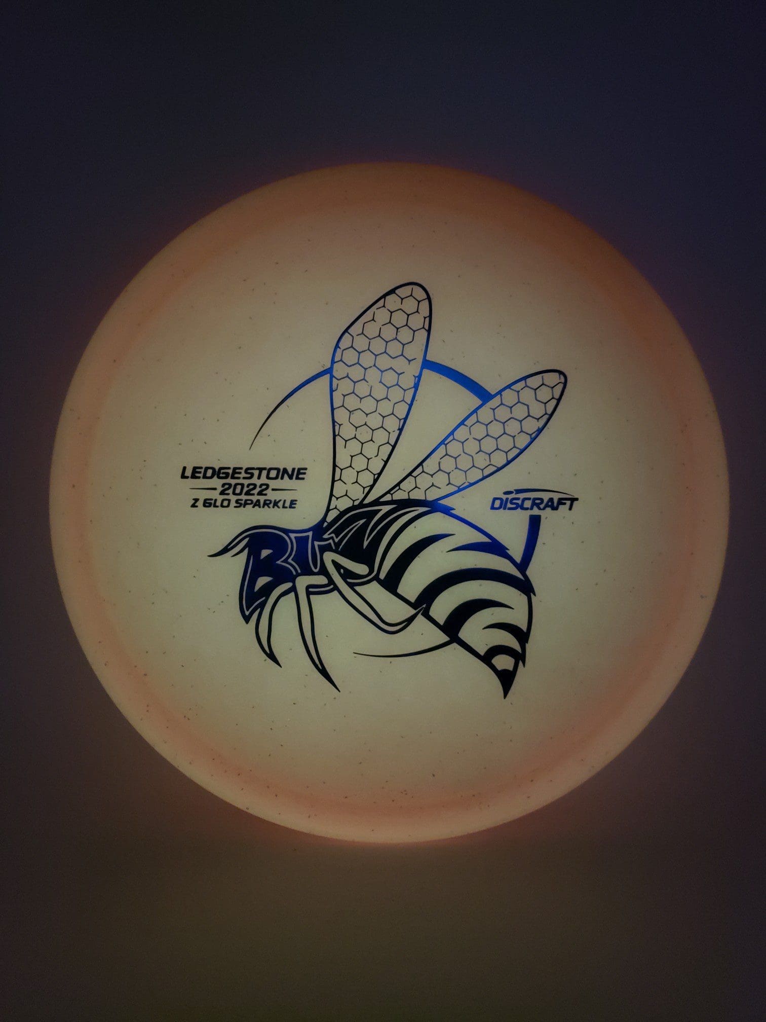 Discraft Ledgestone 2022 LE Z Glo Sparkle Buzzz disc golf disc detail view