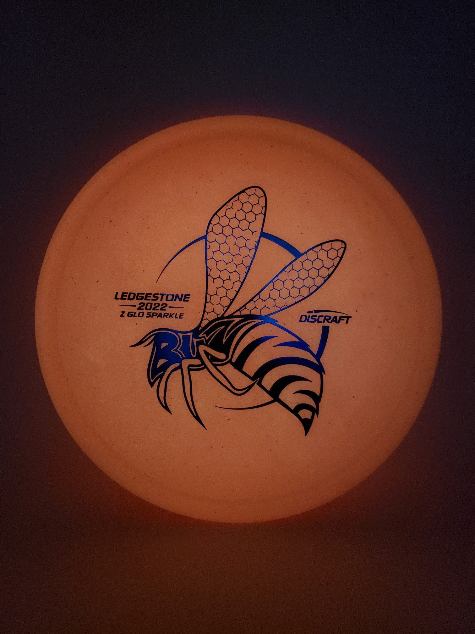 Discraft Ledgestone 2022 LE Z Glo Sparkle Buzzz disc golf disc back view