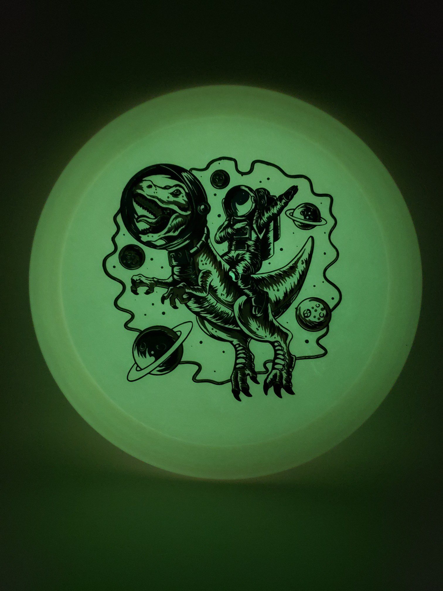 Discraft Z Glo Raptor in space stamp by Infinite Discs disc golf disc top view