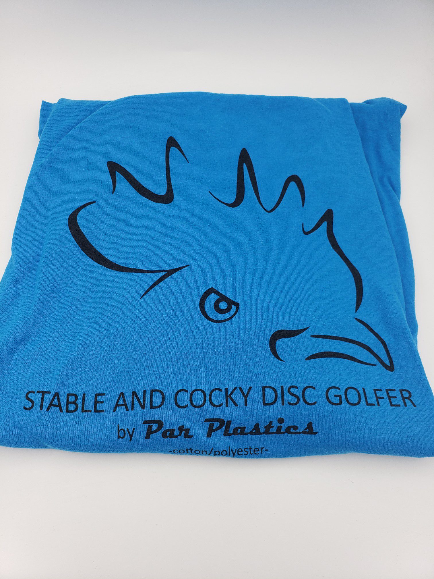 Stable and Cocky casual wear shirts K3 Kaxe art by Par Plastics disc golf disc top view