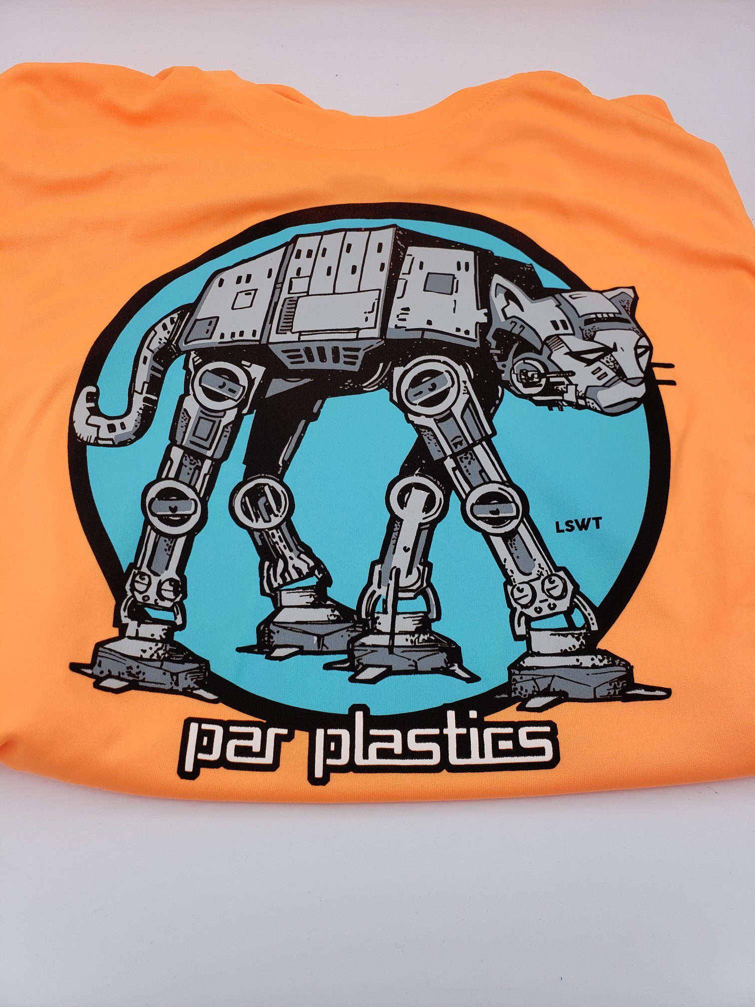 Par Plastics AT-AT Cat performance shirts by LSWT disc golf disc side view