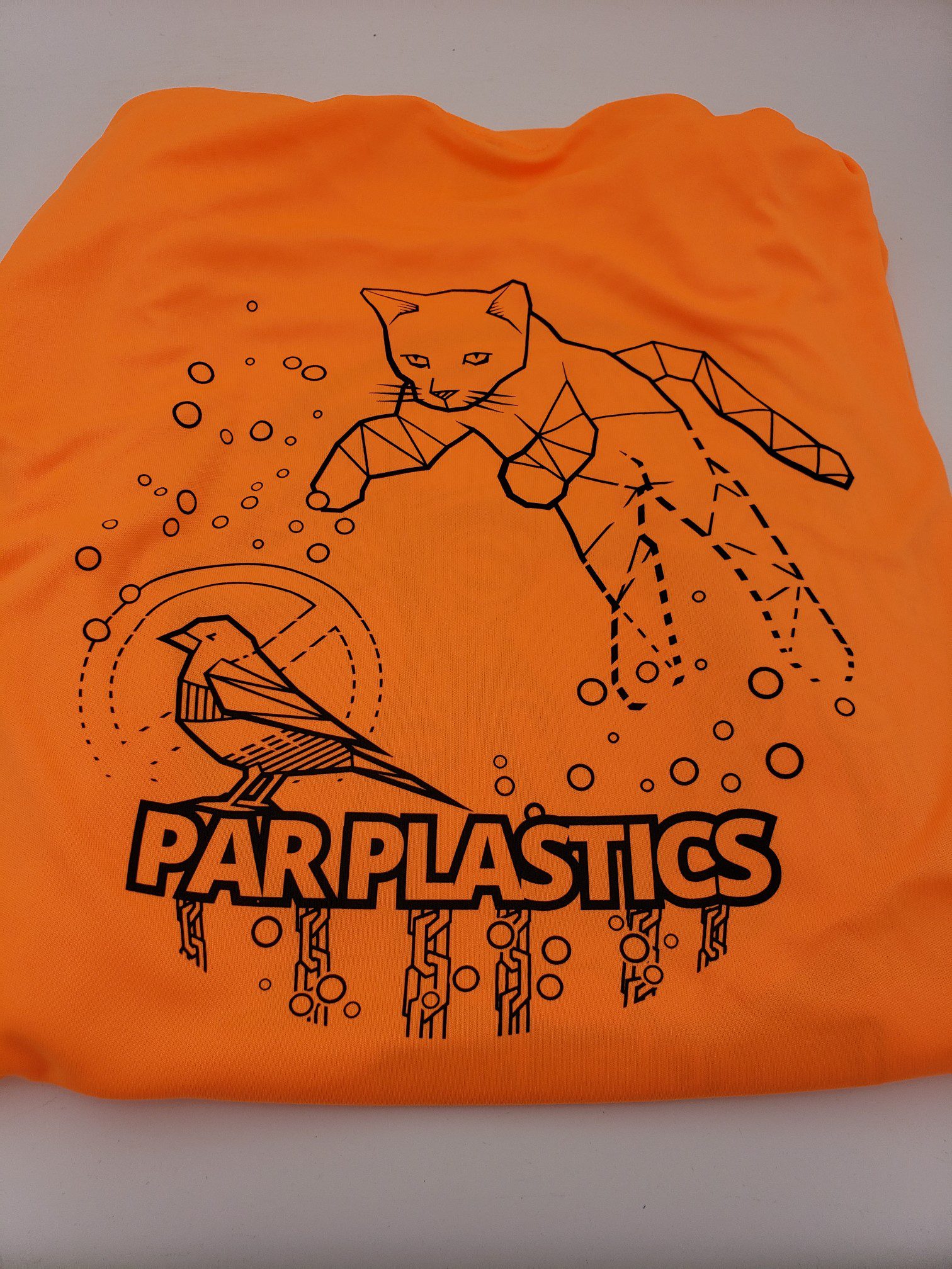 Par Plastics AT-AT Cat performance shirts by LSWT disc golf disc top view