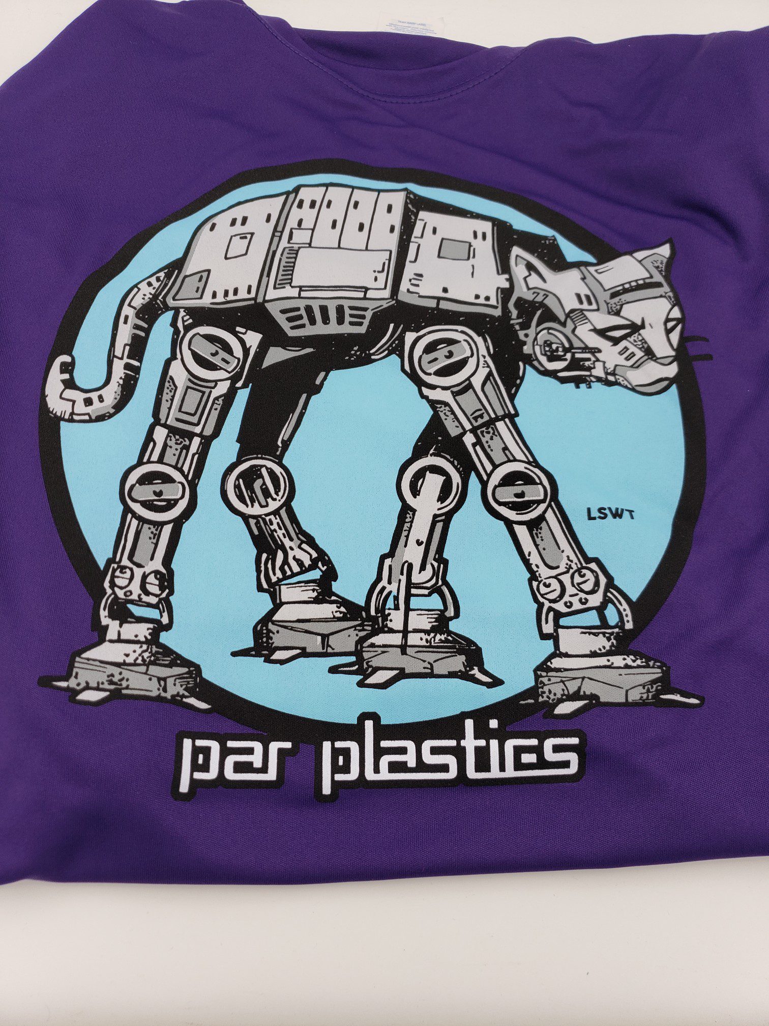 Par Plastics AT-AT Cat performance shirts by LSWT disc golf disc detail view