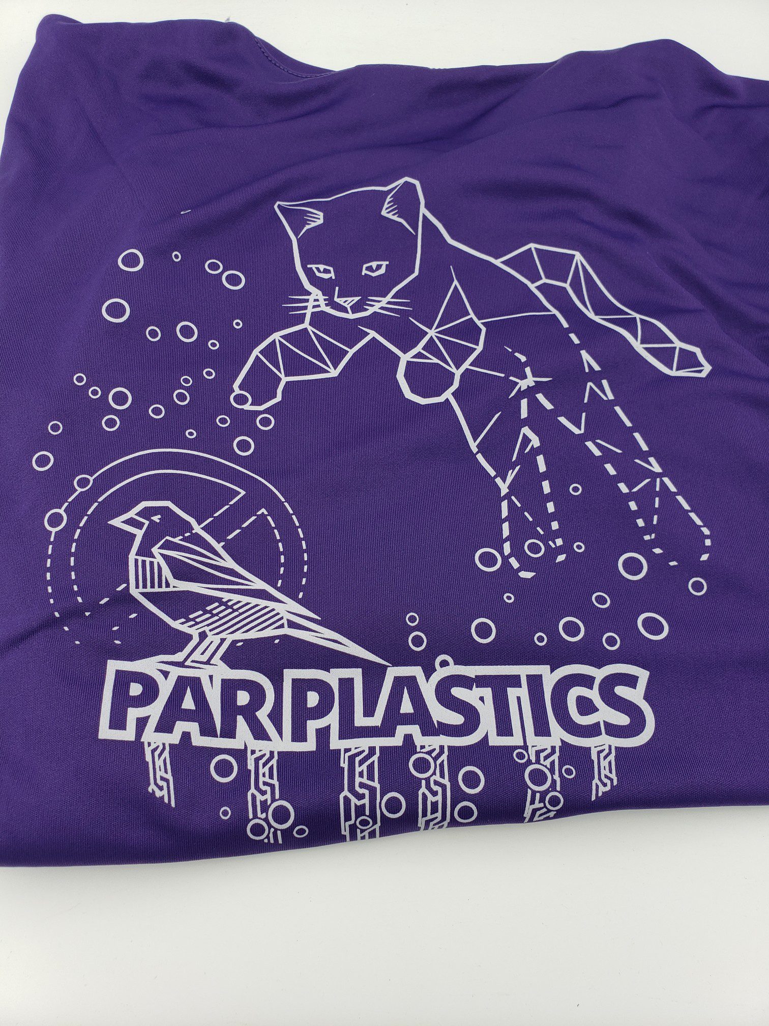 Par Plastics AT-AT Cat performance shirts by LSWT disc golf disc front view