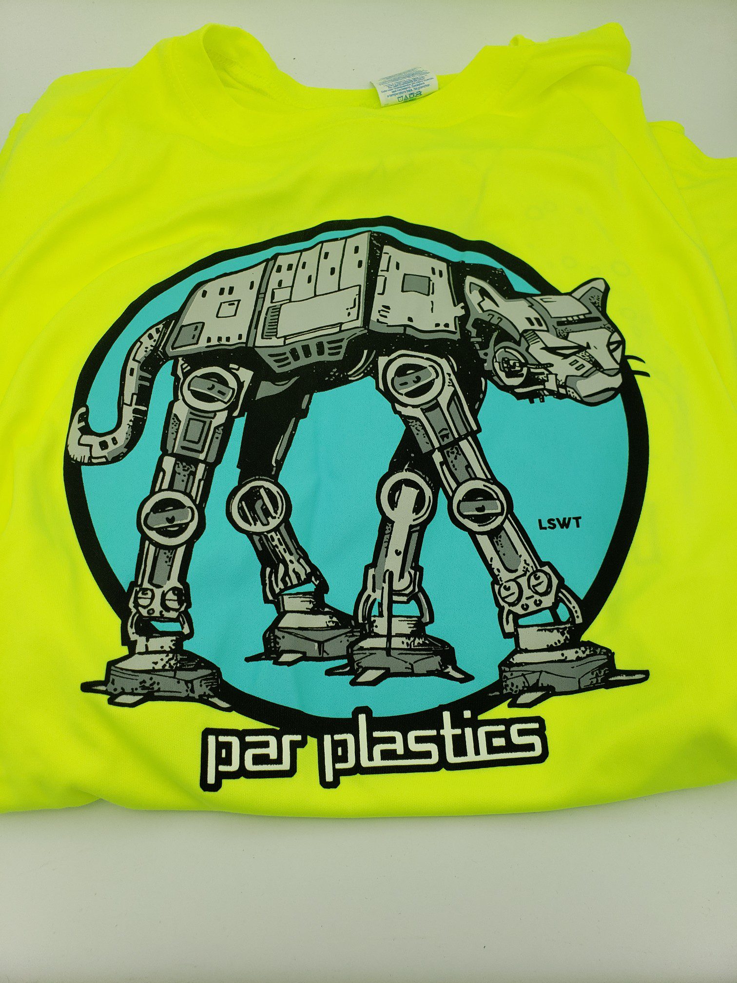Par Plastics AT-AT Cat performance shirts by LSWT disc golf disc back view