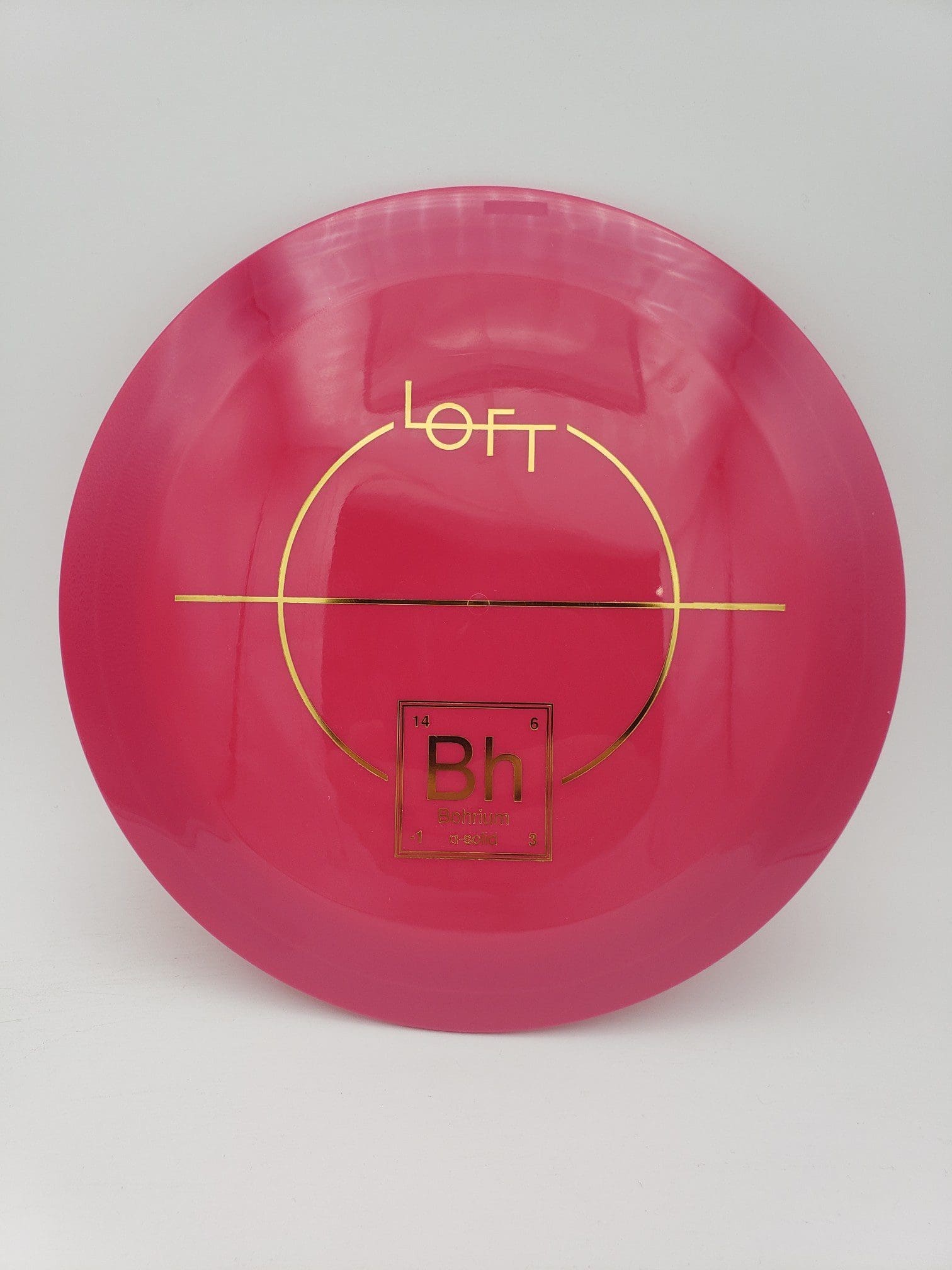 Lft Discs Bohrium Alpha-solid pink disc golf disc front view