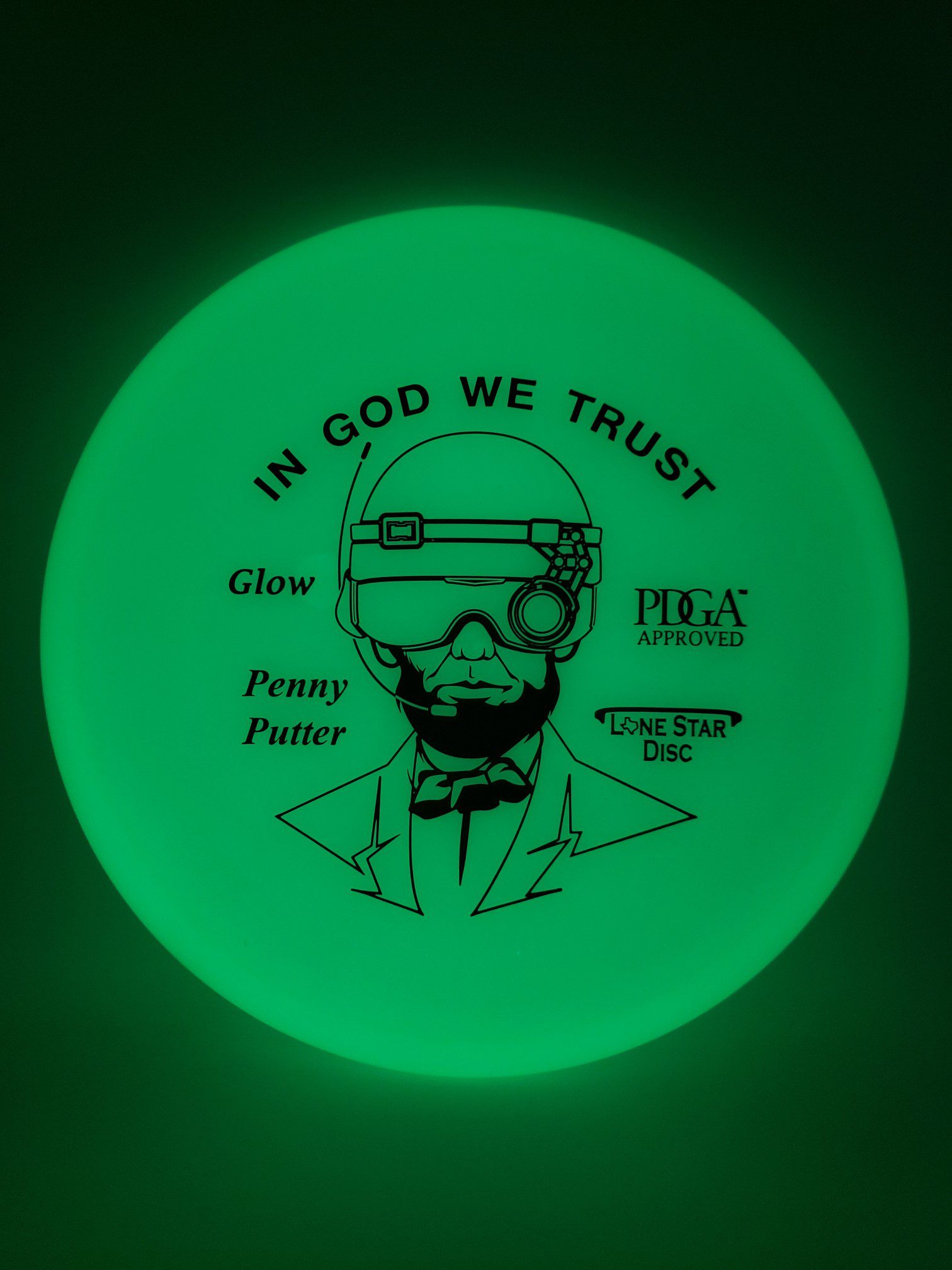 LSD Glow Penny Putter disc golf disc front view
