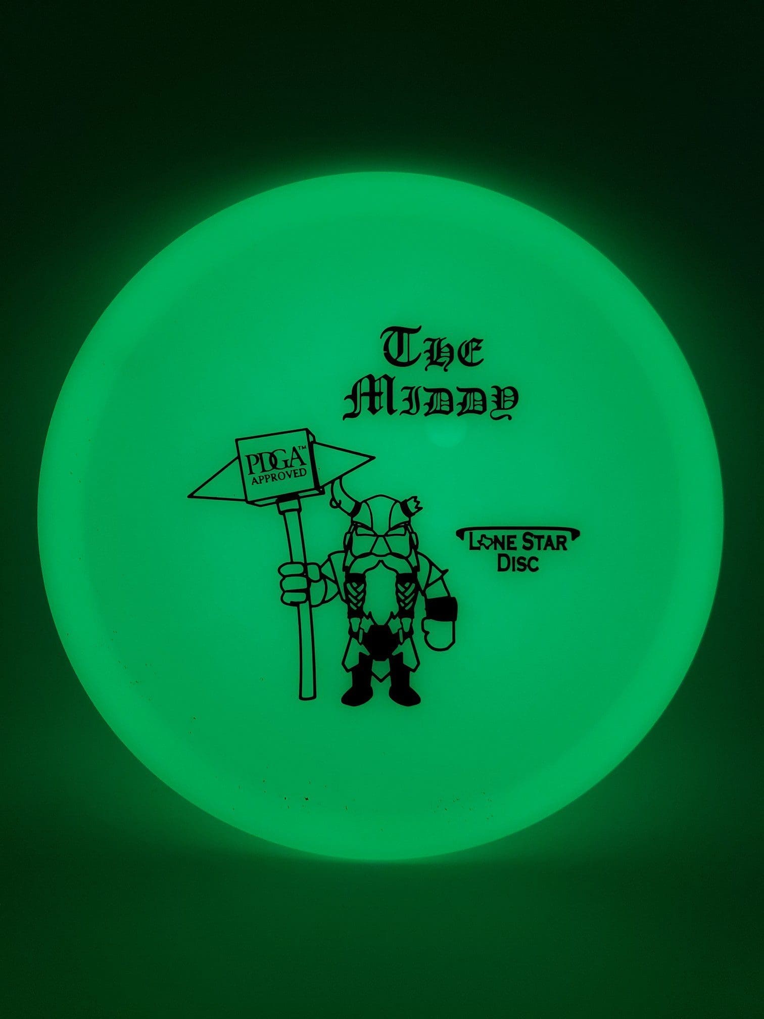 LSD Glow Middy disc golf disc front view