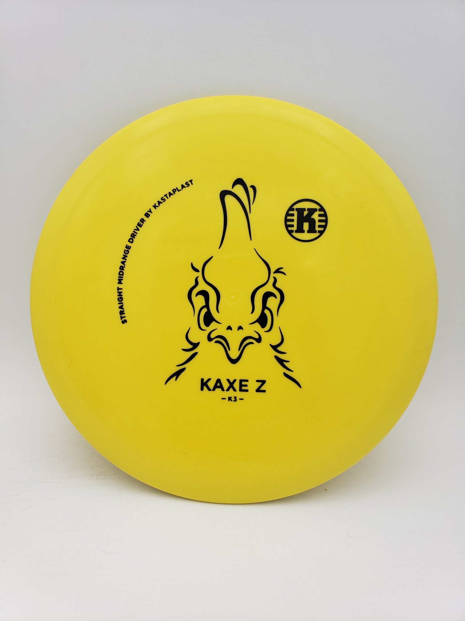 Kastaplast K3 Kaxe Z yellow disc golf disc front view