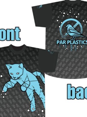 Par Plastics Power Kitty sublimated jersey disc golf disc front view