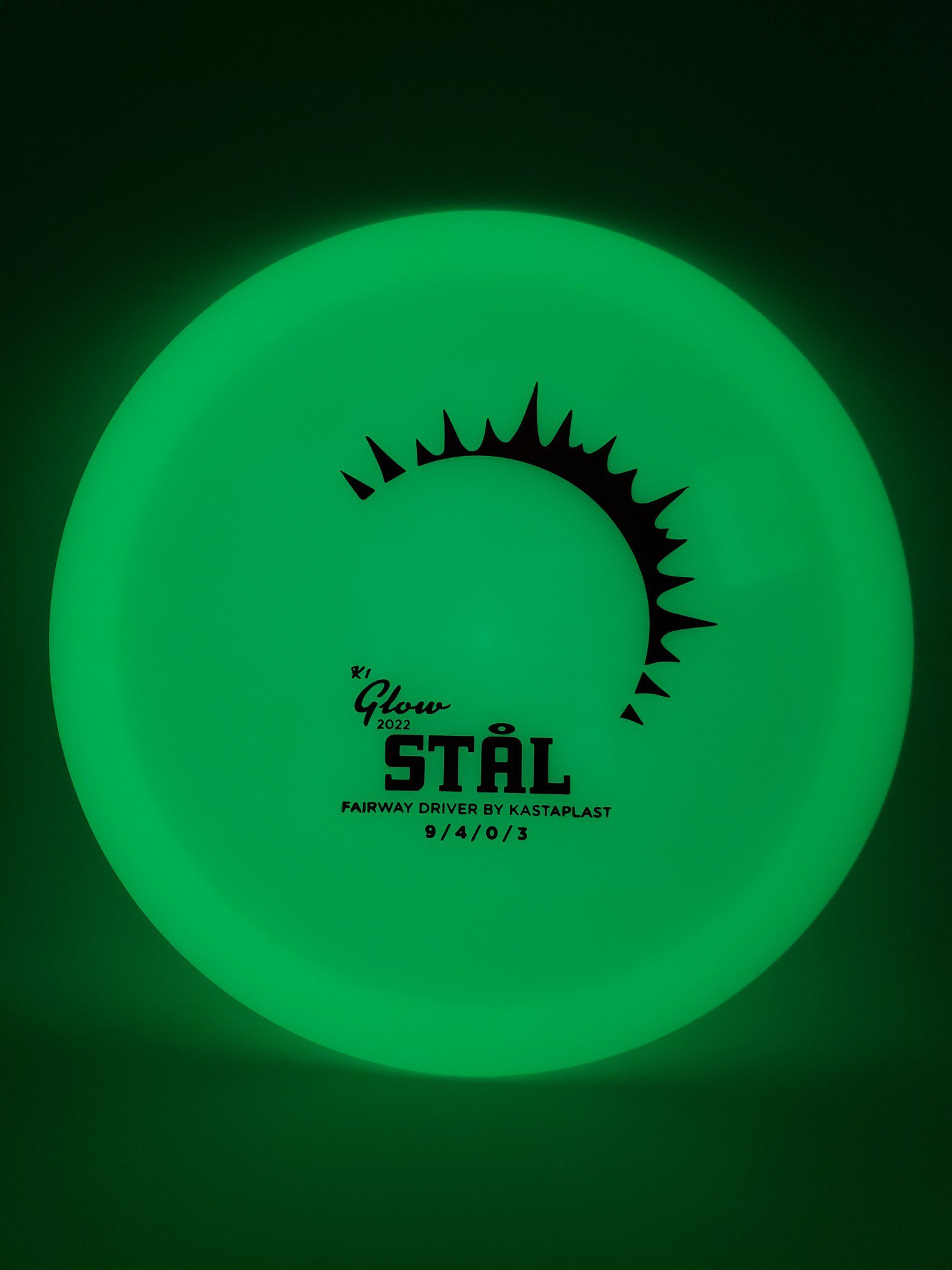 Kastaplast K1 Glow Stl 2022 disc golf disc front view