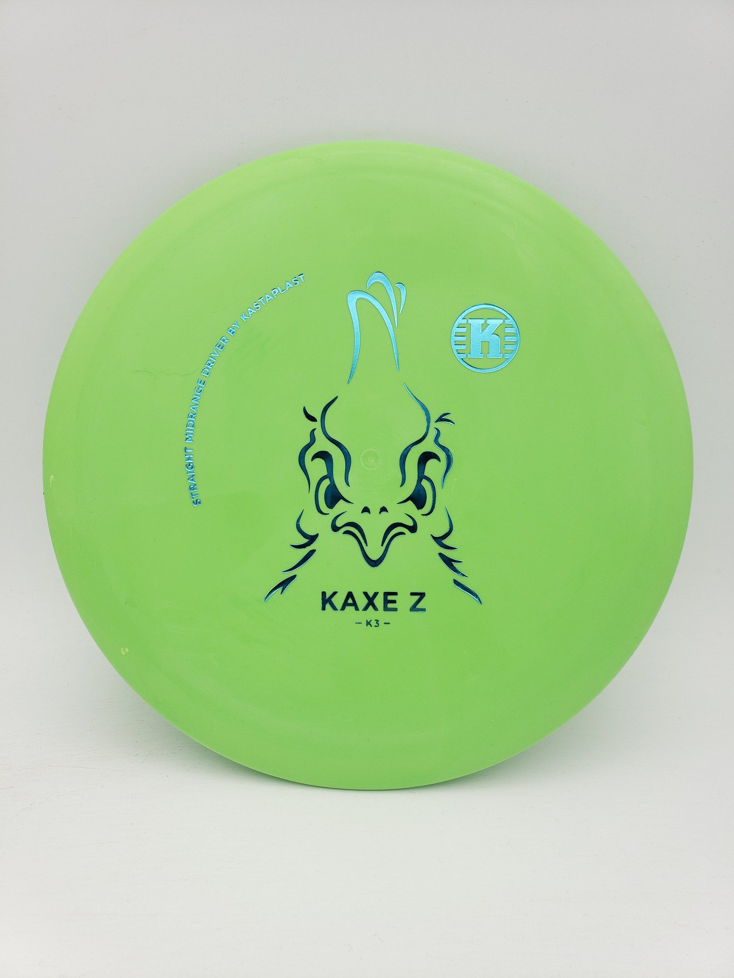 Kastaplast K3 Kaxe Z lime disc golf disc front view