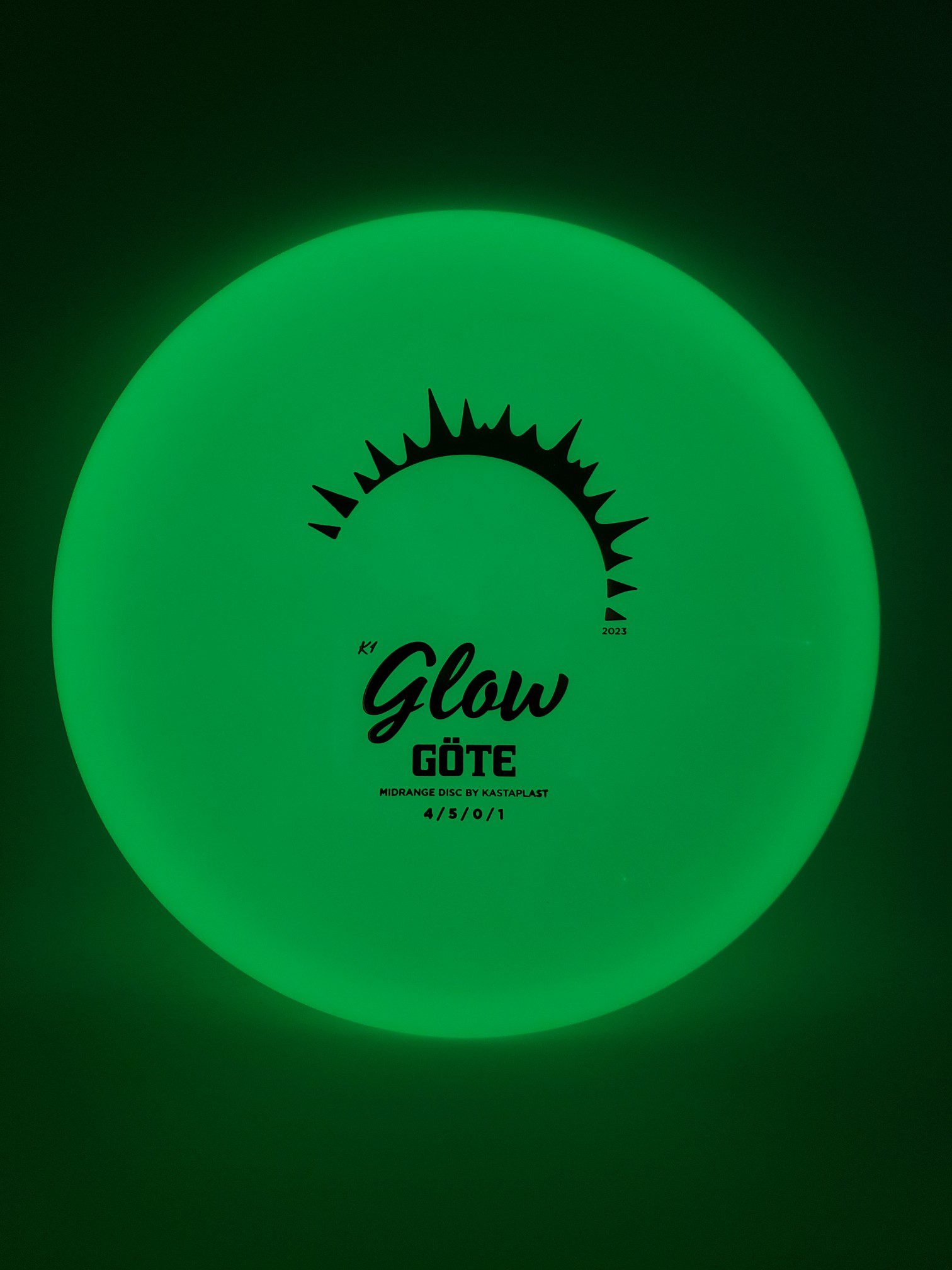 Kastaplast K1 "lowno" Glow Gte 2023 disc golf disc front view