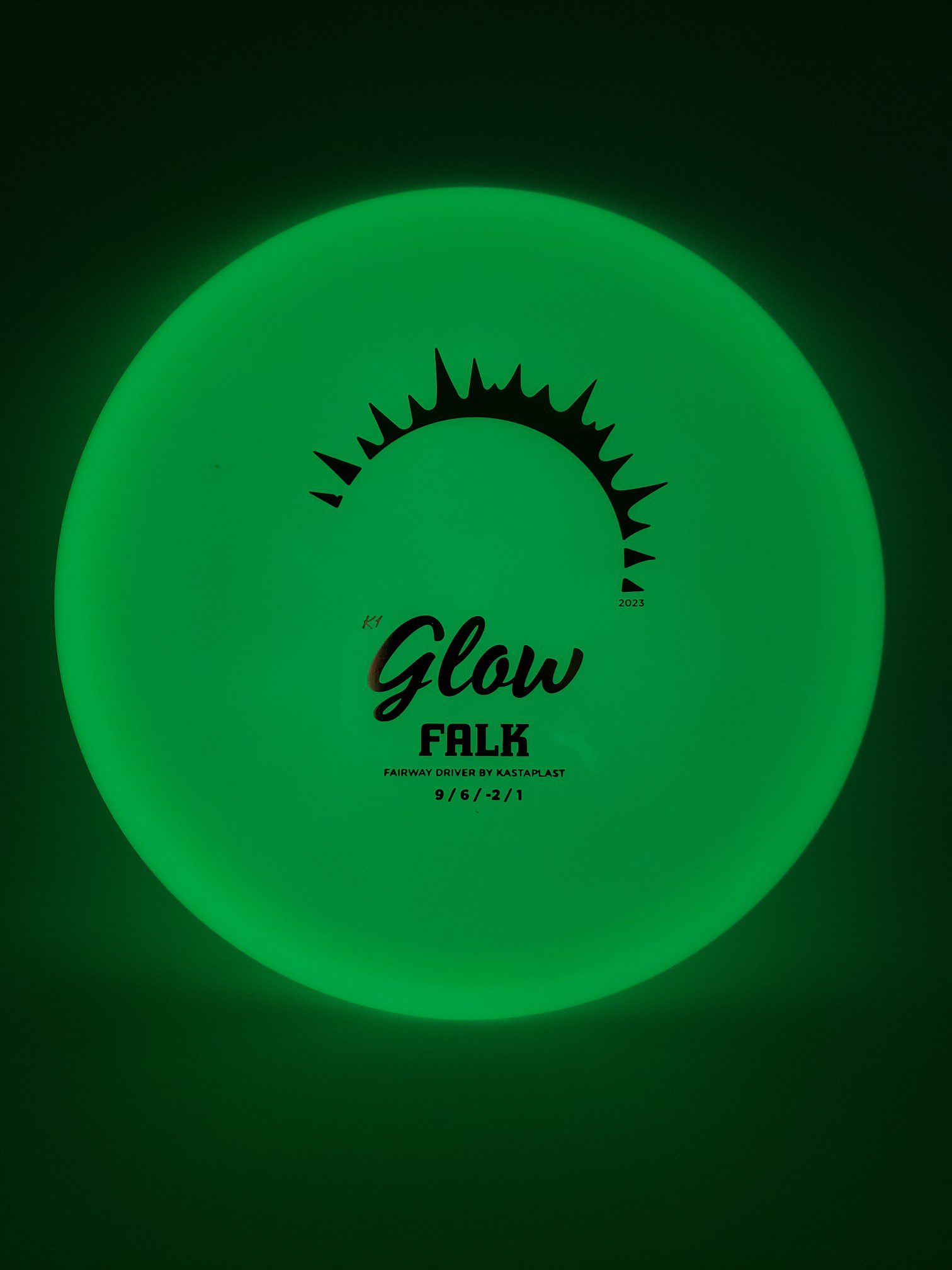 Kastaplast K1 "lowno" Glow Falk 2023 disc golf disc front view