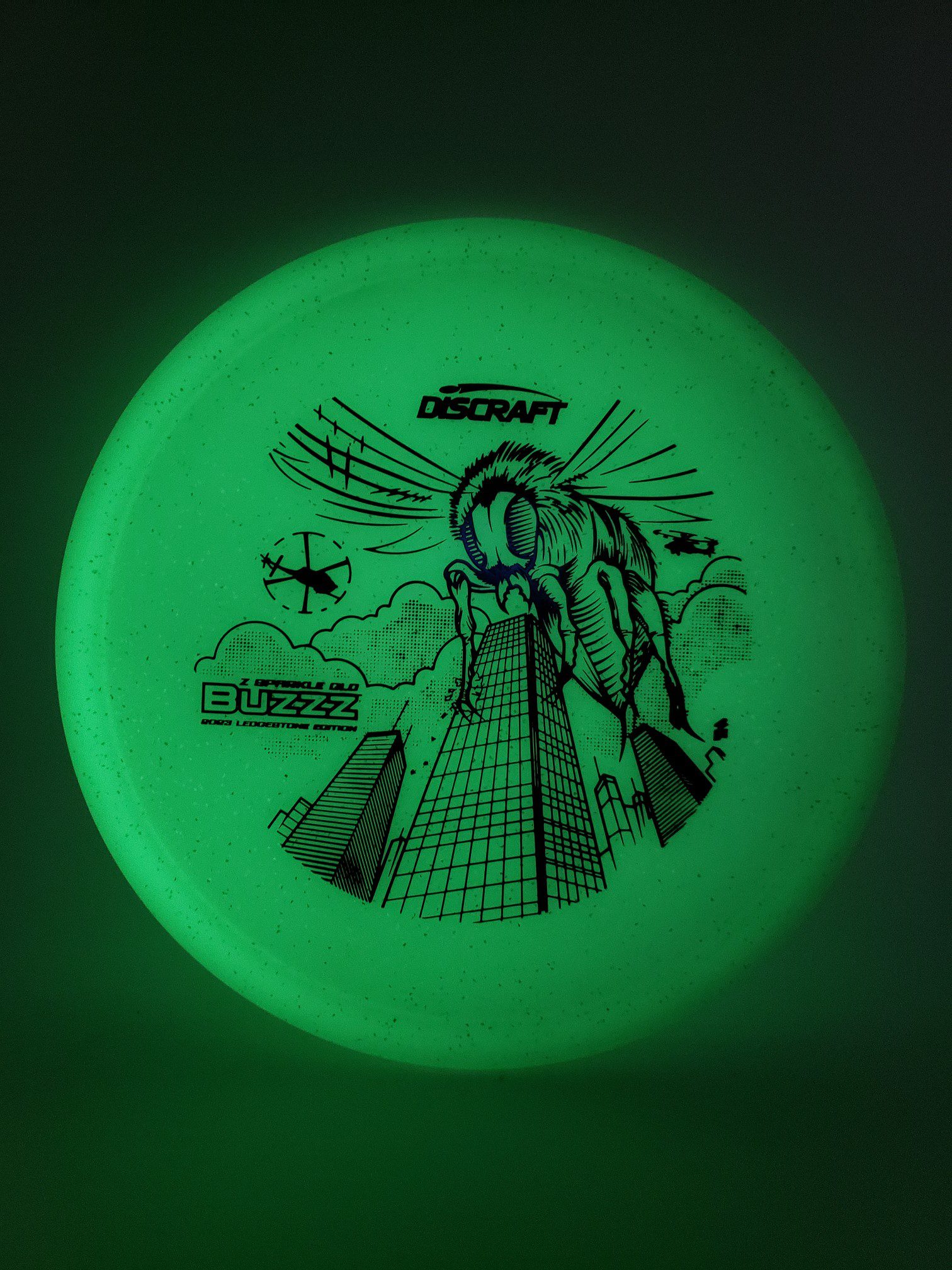 Discraft Ledgestone 2023 Z Sparkle Glo Buzzz disc golf disc top view