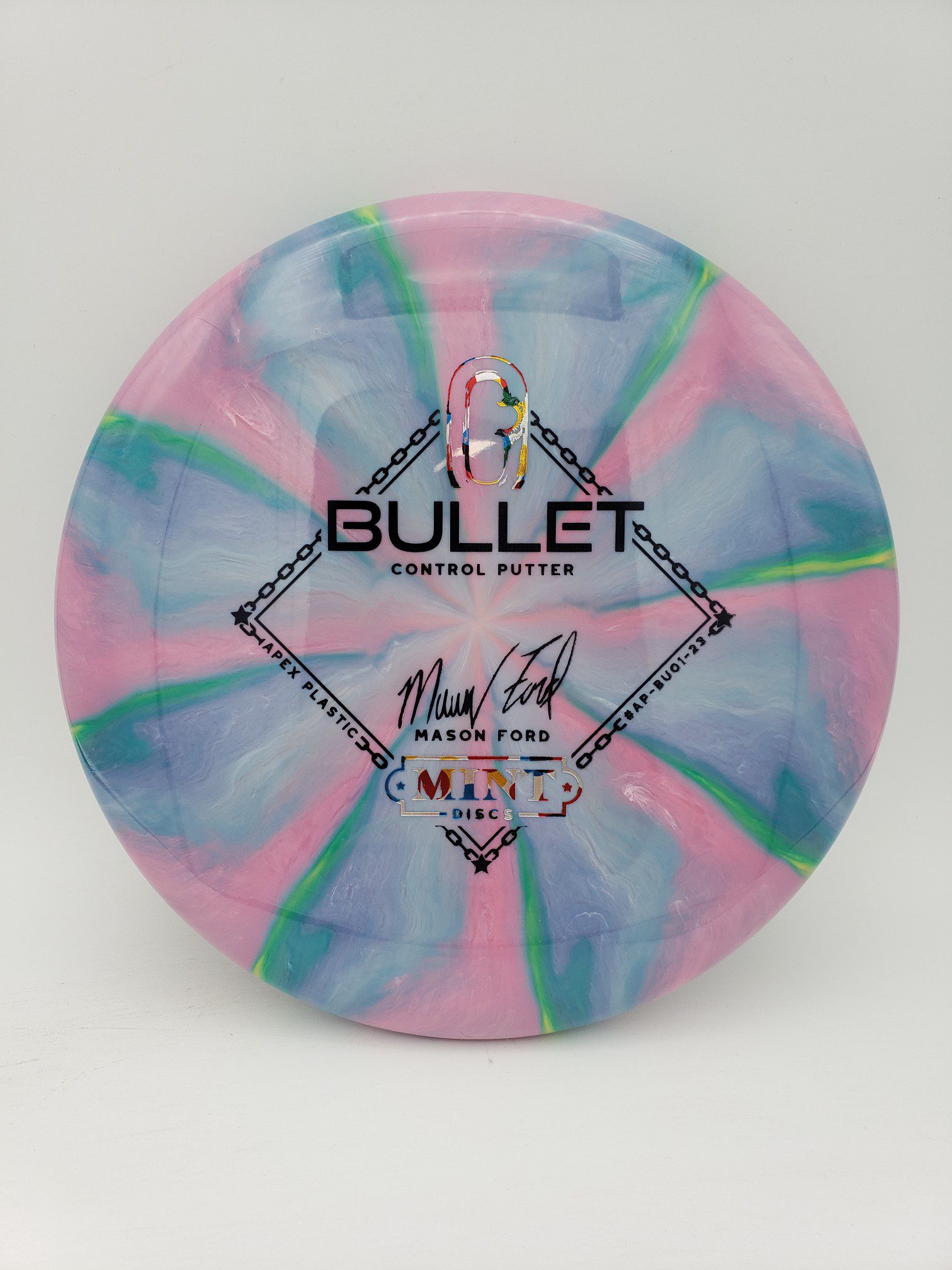 Mint Discs Mason Ford signature Apex Swirl Bullet first run disc golf disc front view