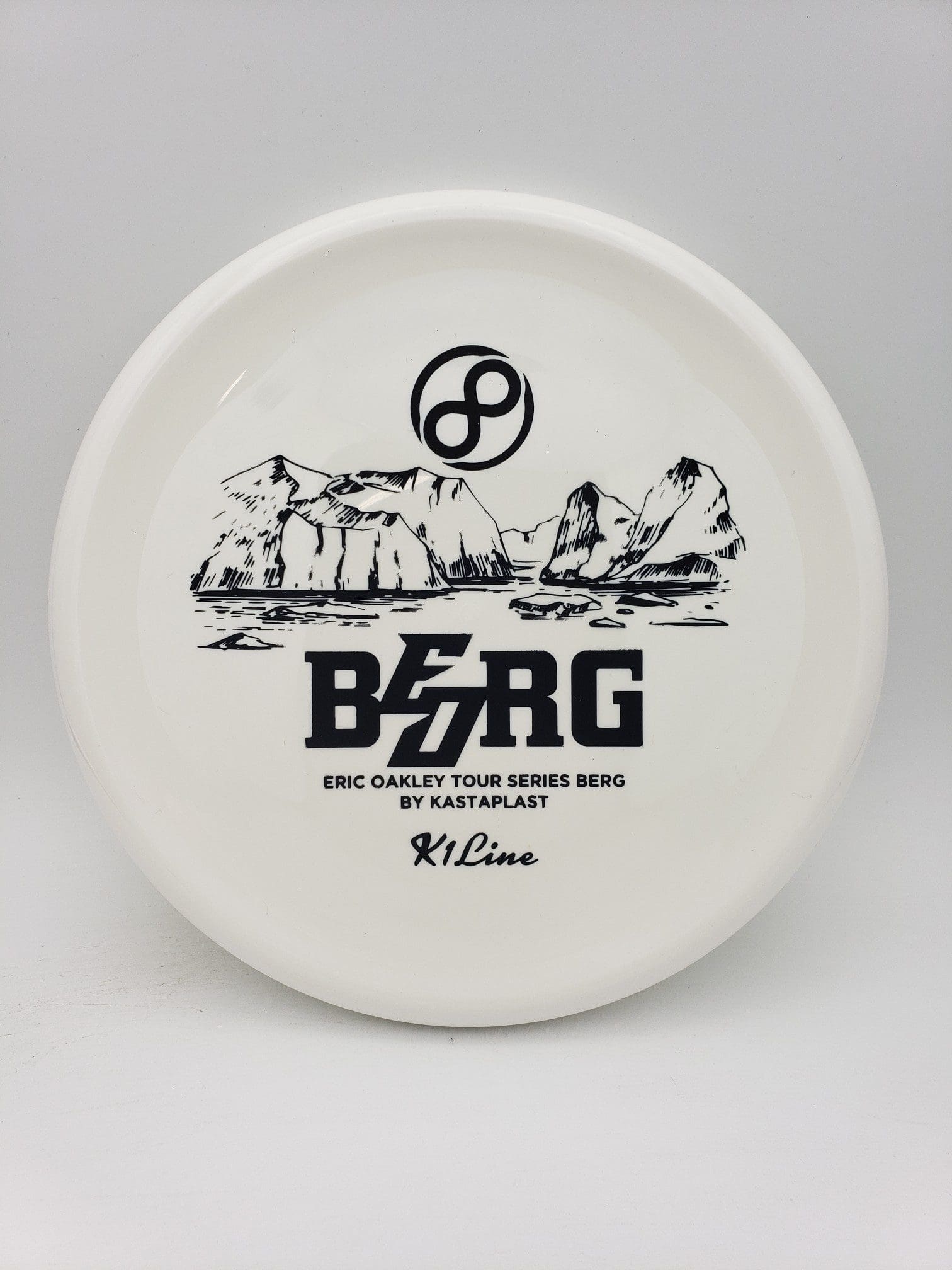 "BEORG" Eric Oakley 2023 signature Kastaplast K1 Berg disc golf disc front view