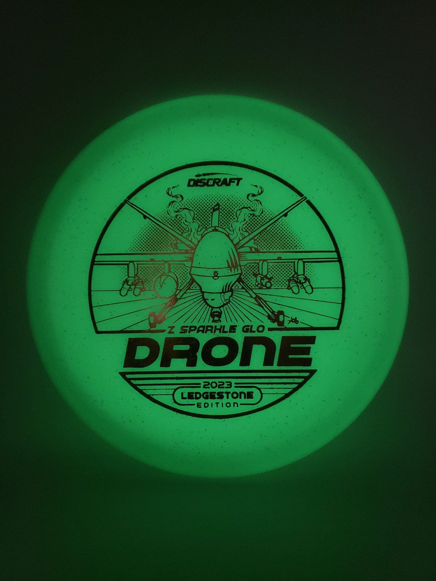 Discraft Ledgestone 2023 Z Sparkle Glo Drone disc golf disc front view
