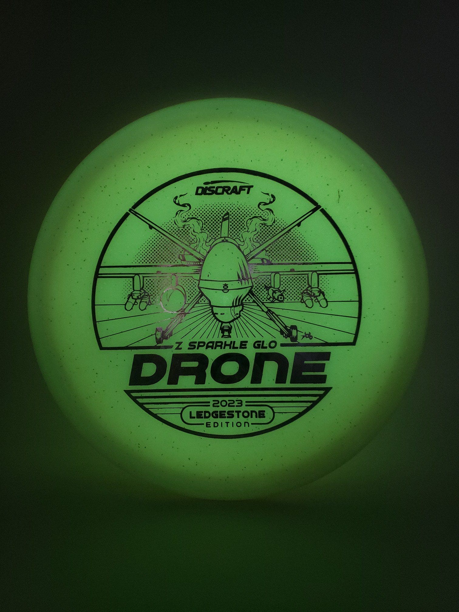 Discraft Ledgestone 2023 Z Sparkle Glo Drone disc golf disc back view