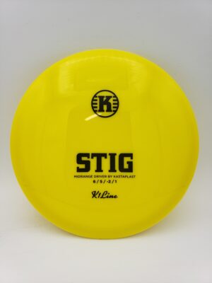 Kastaplast K1 Stig yellow disc golf disc front view